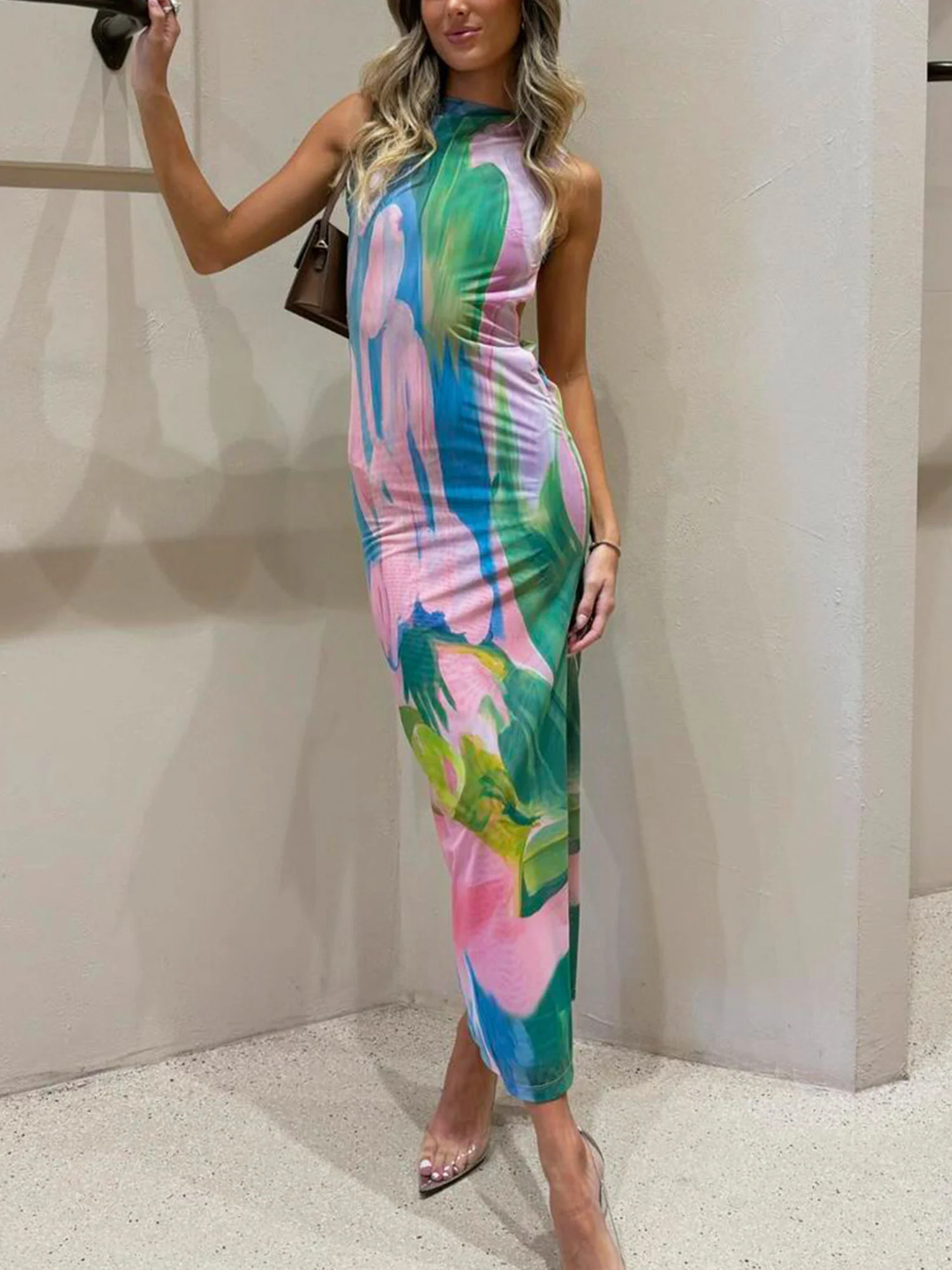 Abstract Floral Maxi Dress