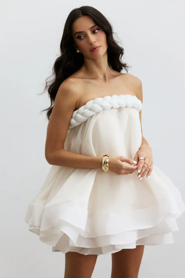 Naomi Twisted Neckline Layered Mini Dress