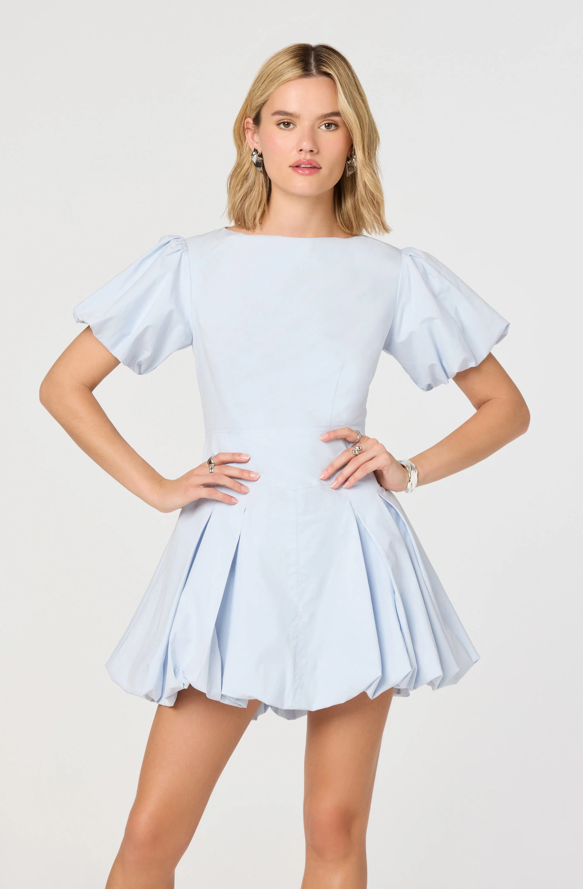 Kattie Puff Sleeve Bubble Mini Dress - luluinthesky