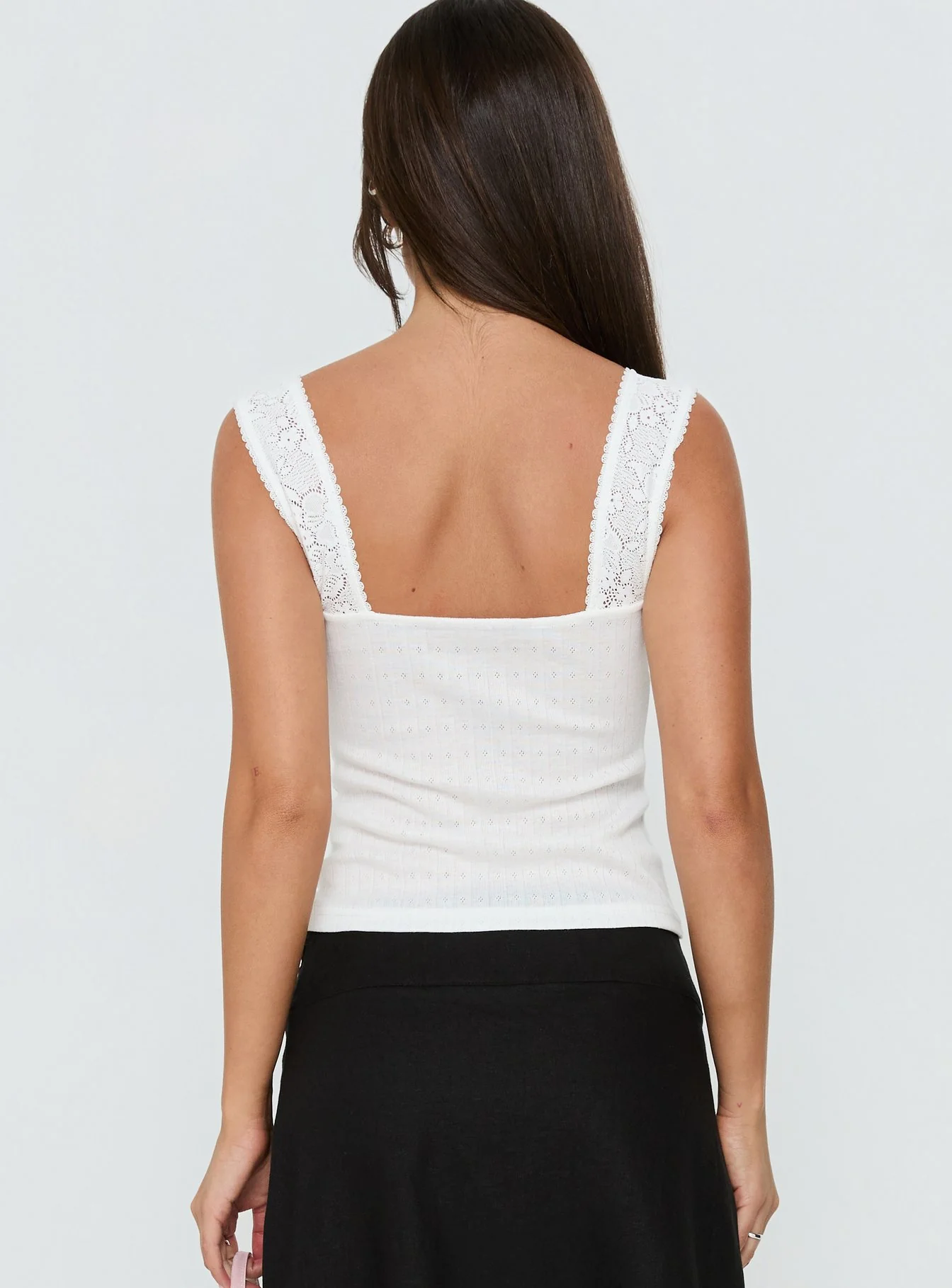 Fillipa Lace Button Down Top White