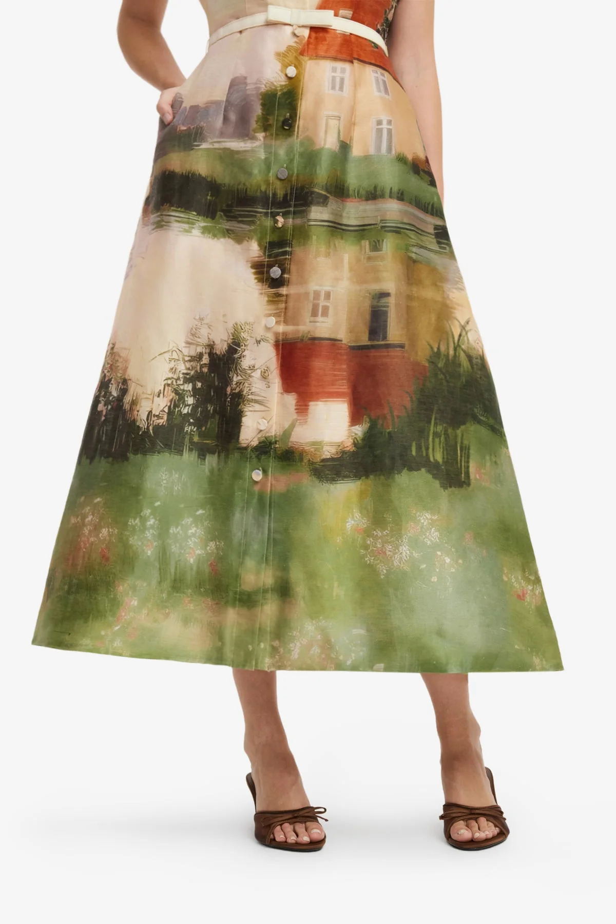 Aubrey Shirt Midi Dress - Serene Print