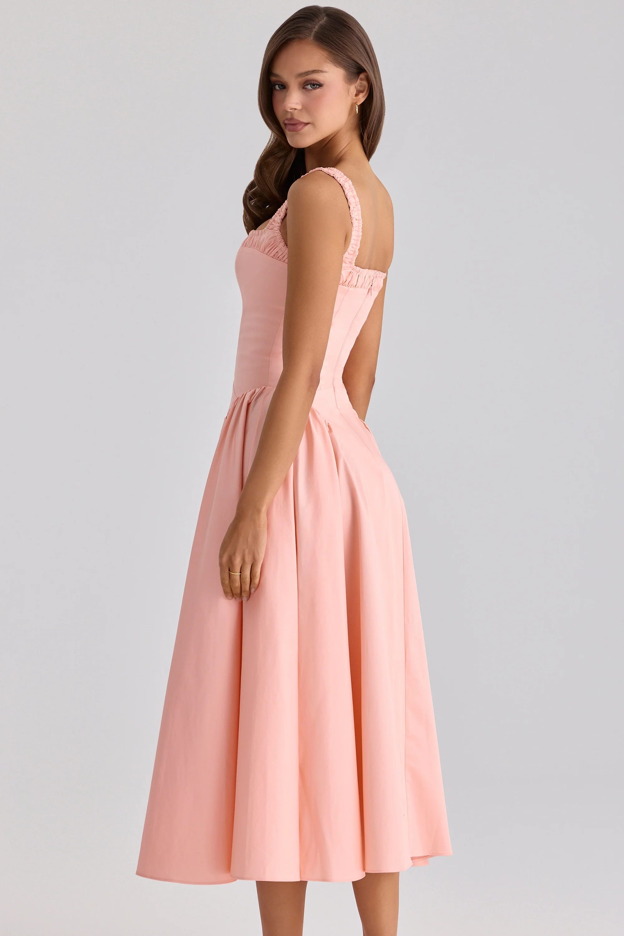 Peach Cotton Midi Sundress
