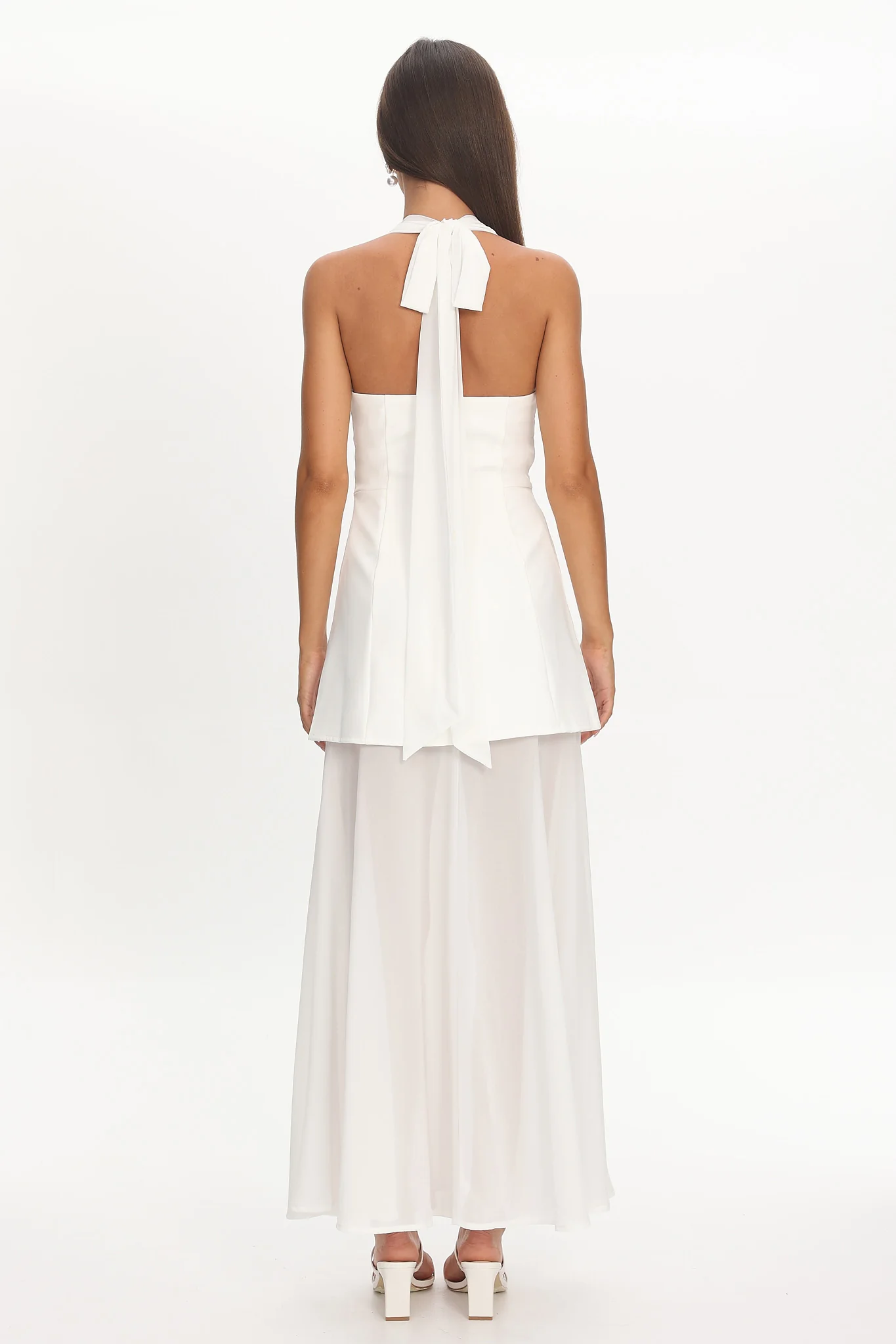 Opulent Halterneck Layered Maxi Dress White - luluinthesky