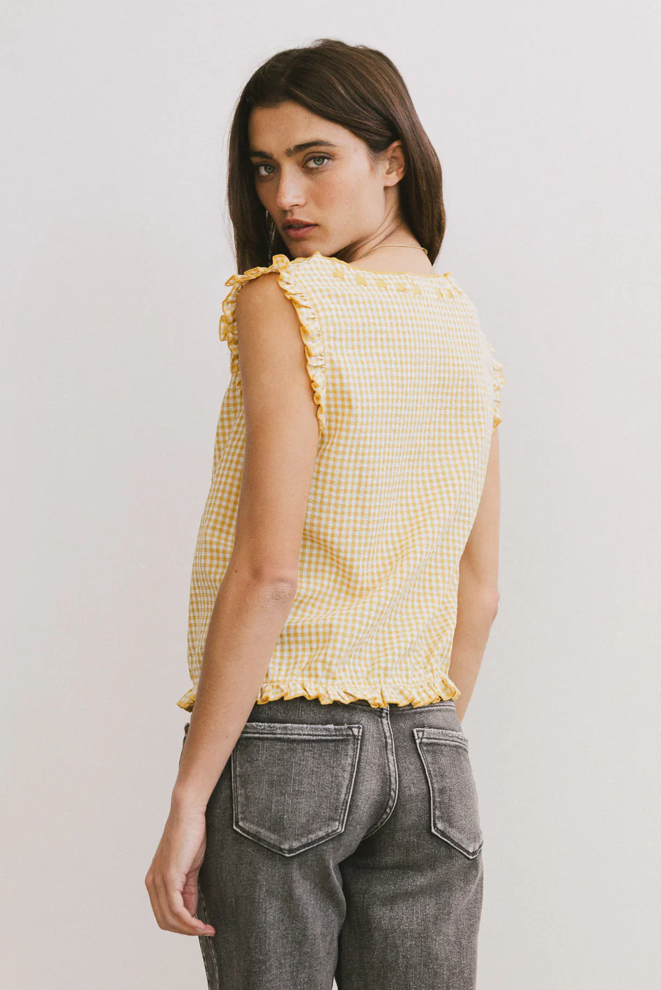 Calvin Gingham Tank in Yellow