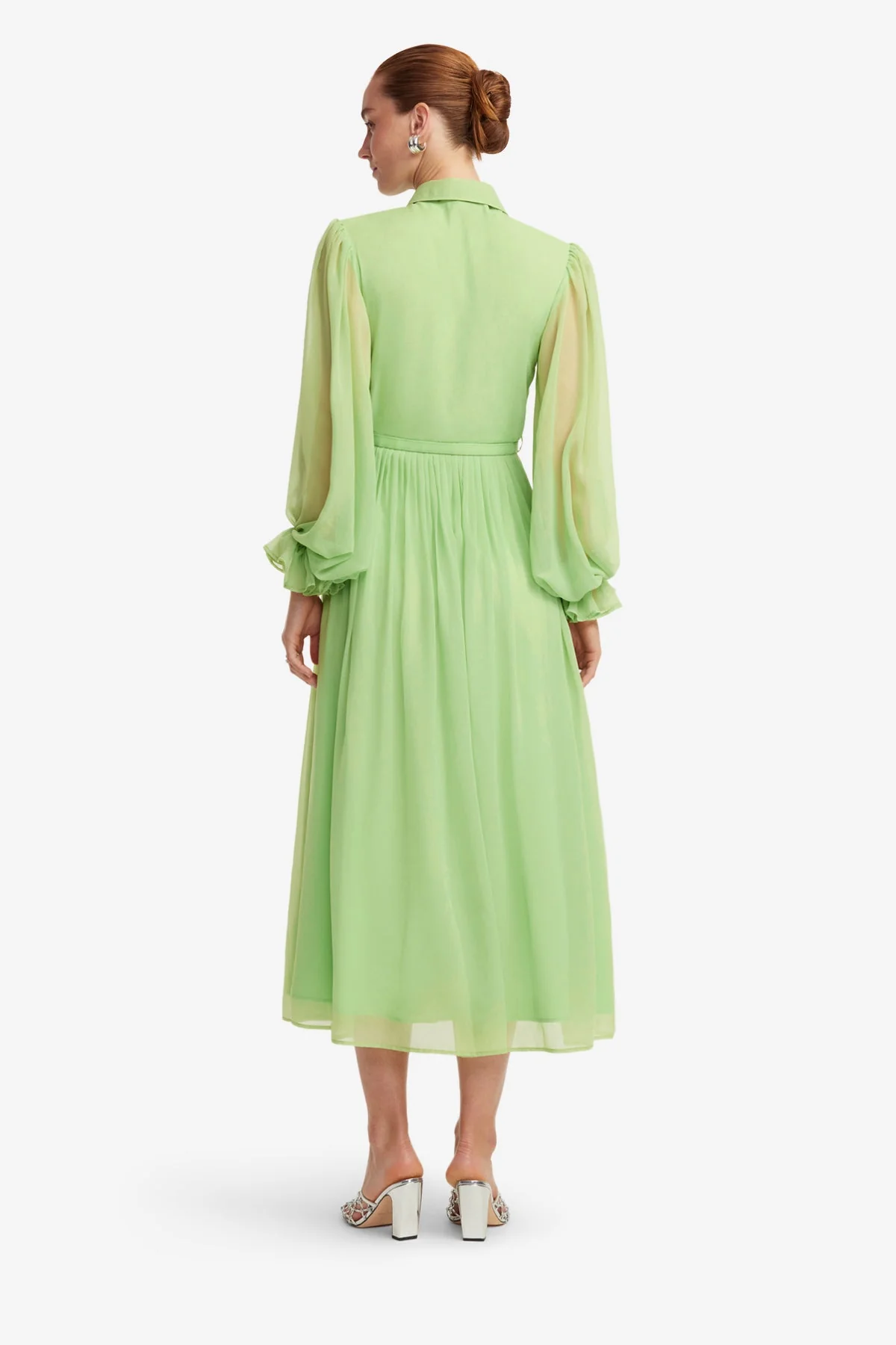 Cassie Tie Neck Midi Dress - Juniper Green