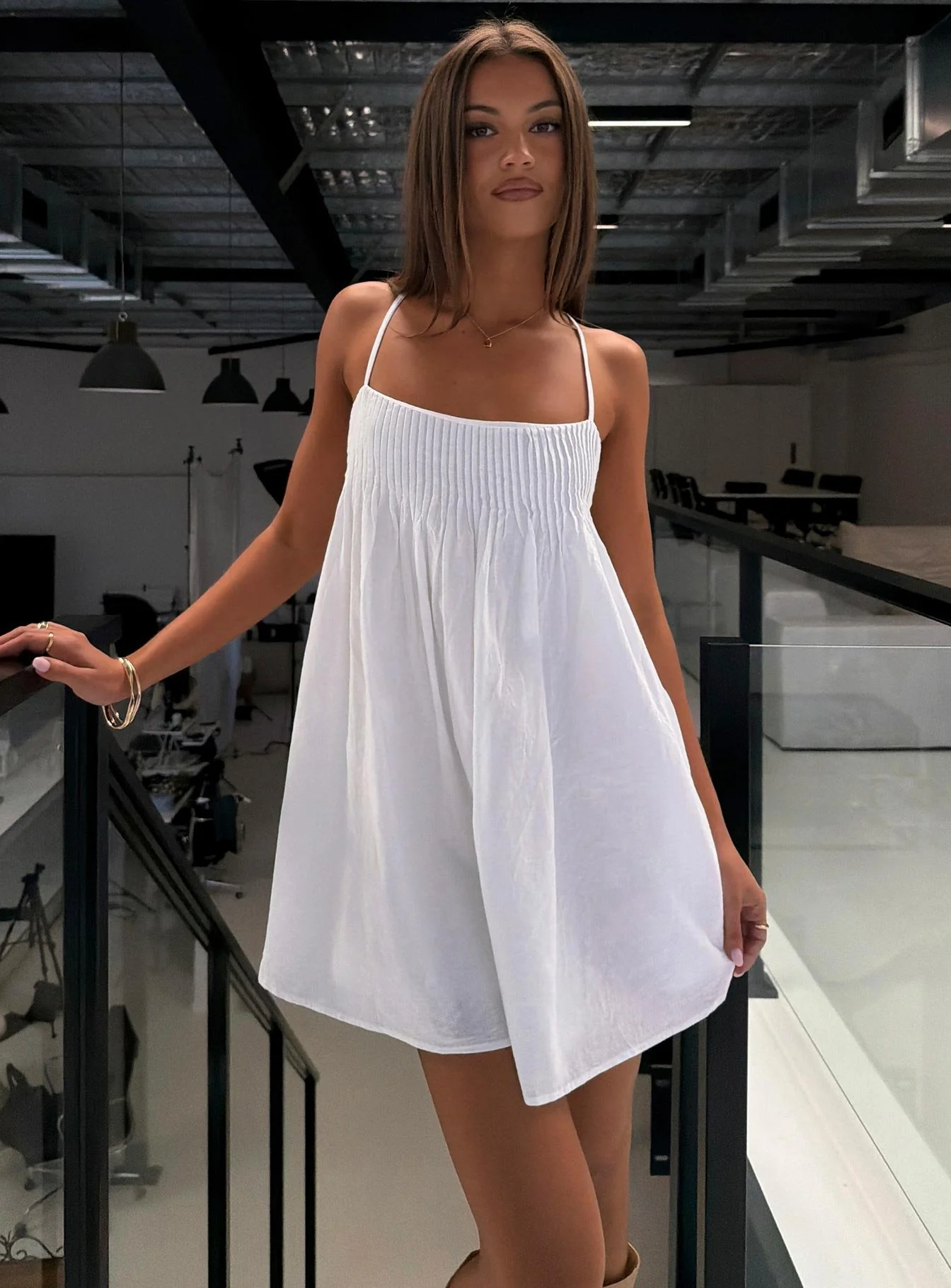 Stick With Me Tie Back Babydoll Mini Dress White