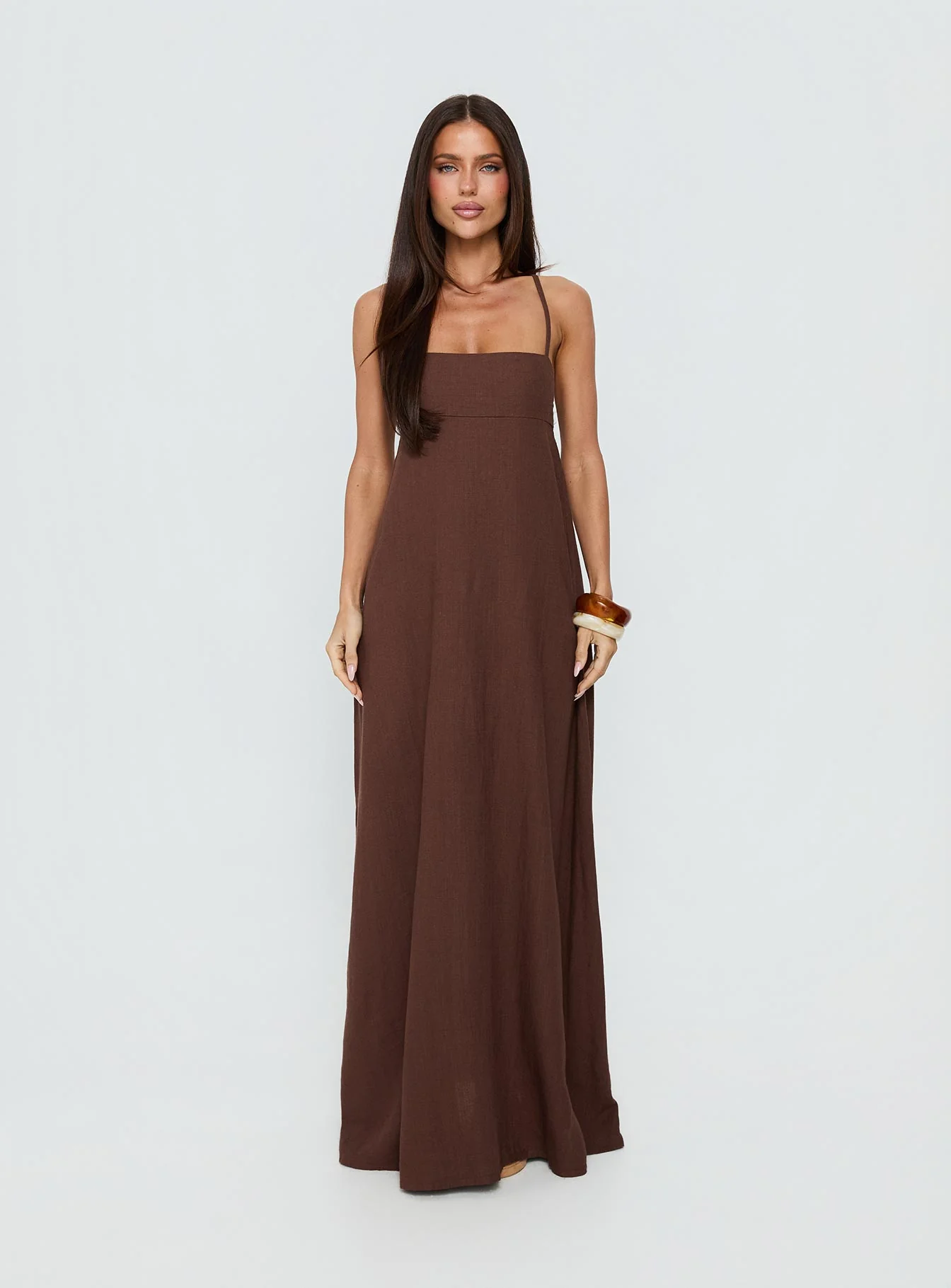 Solie Tie Back Maxi Dress Chocolate
