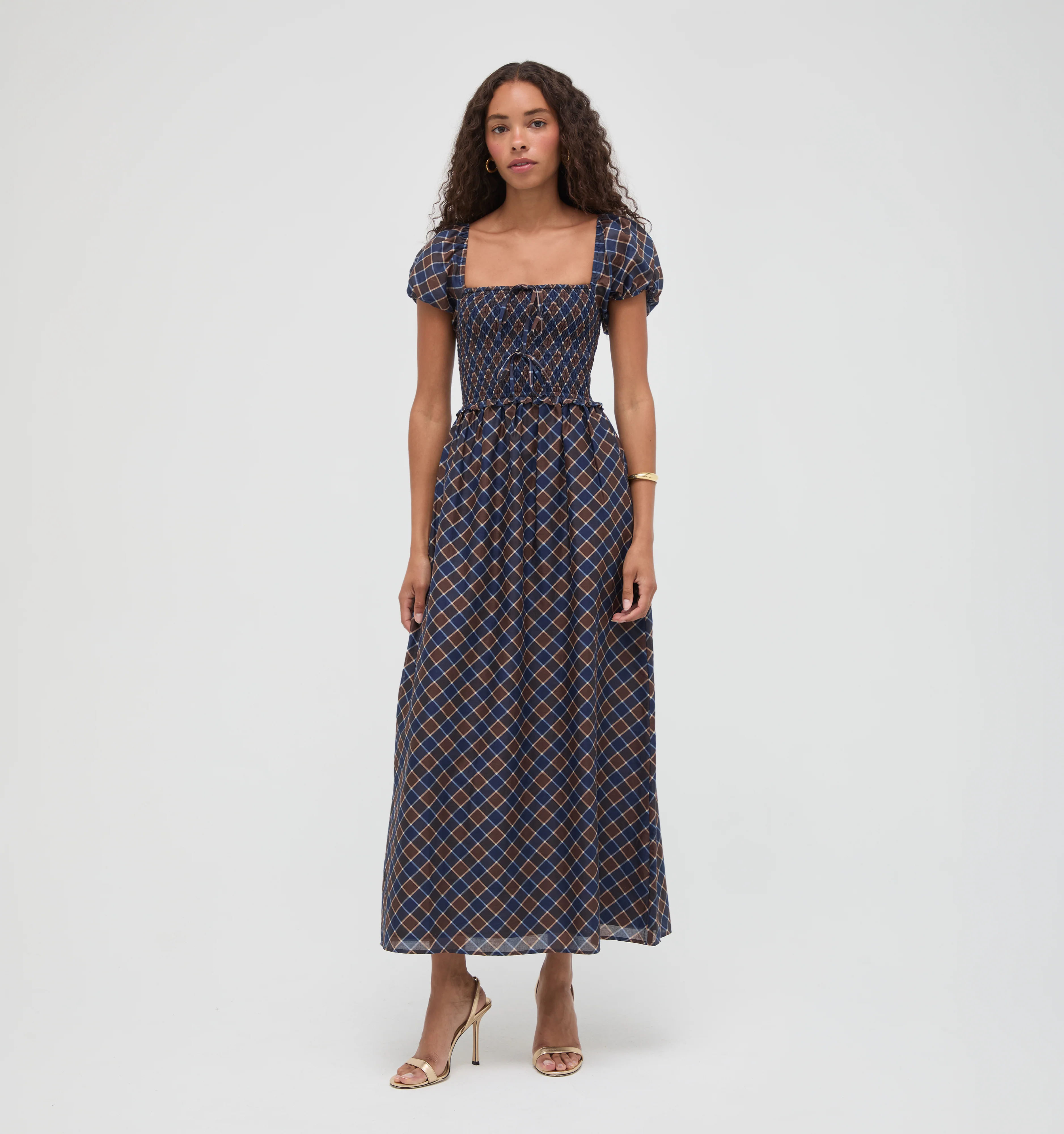 The Aster Nap Dress -  Wilshire Plaid Chocolate/Navy