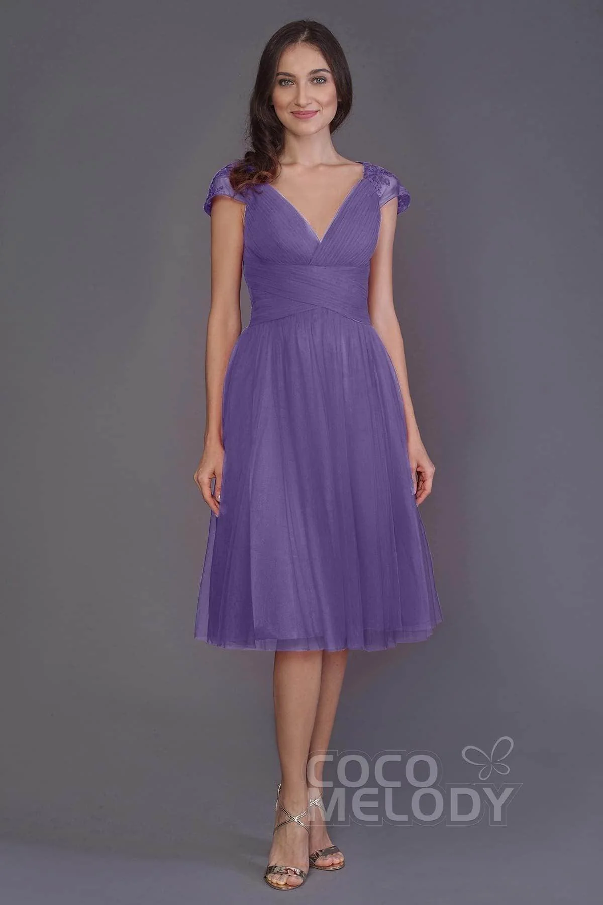 A-Line Knee Length Tulle Bridesmaid Dress PR3515
