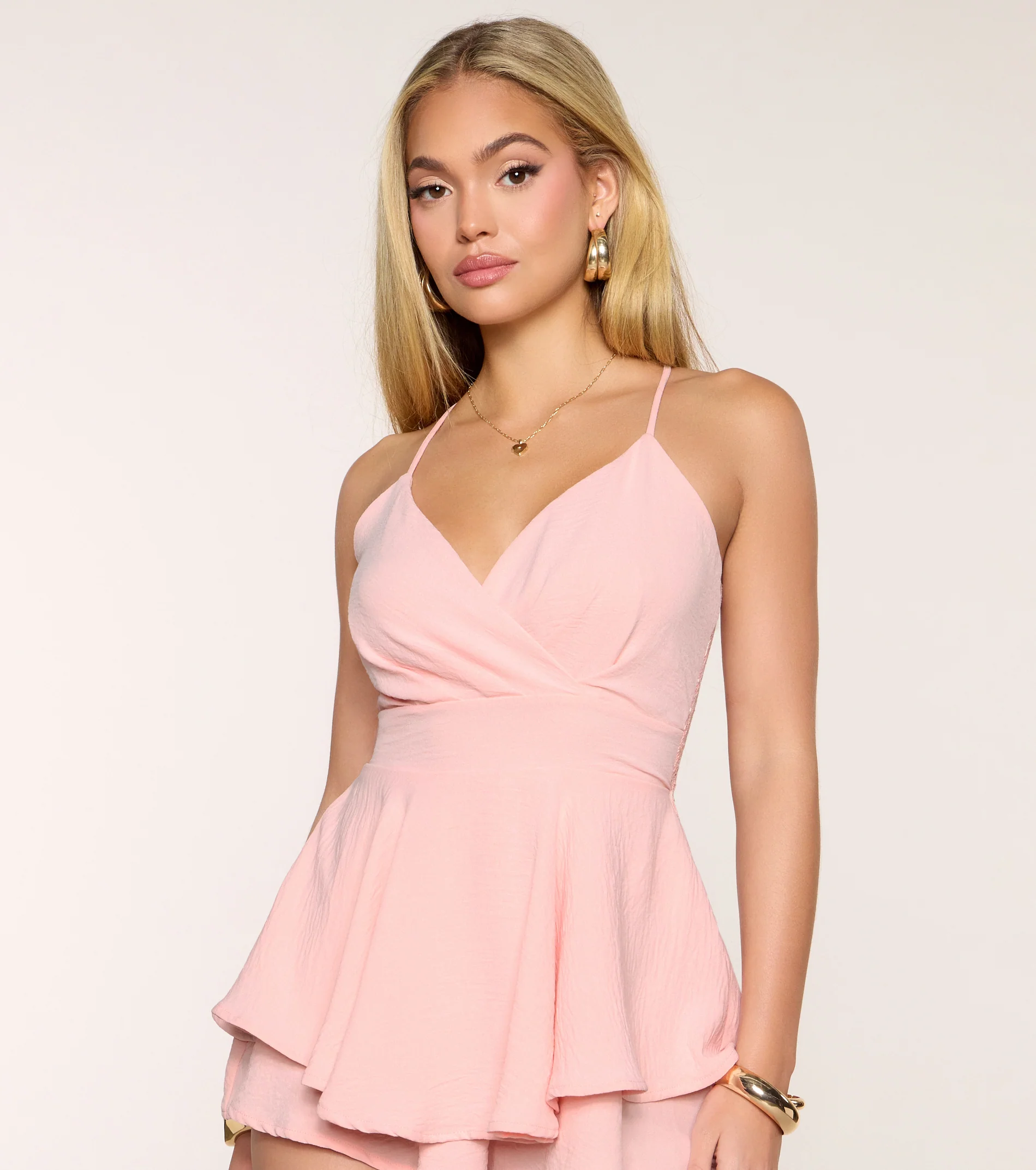 Flirty Moment Lace Back Skater Romper - luluinthesky