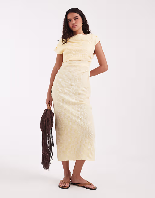 asymmetric off shoulder maxi dress in plaid