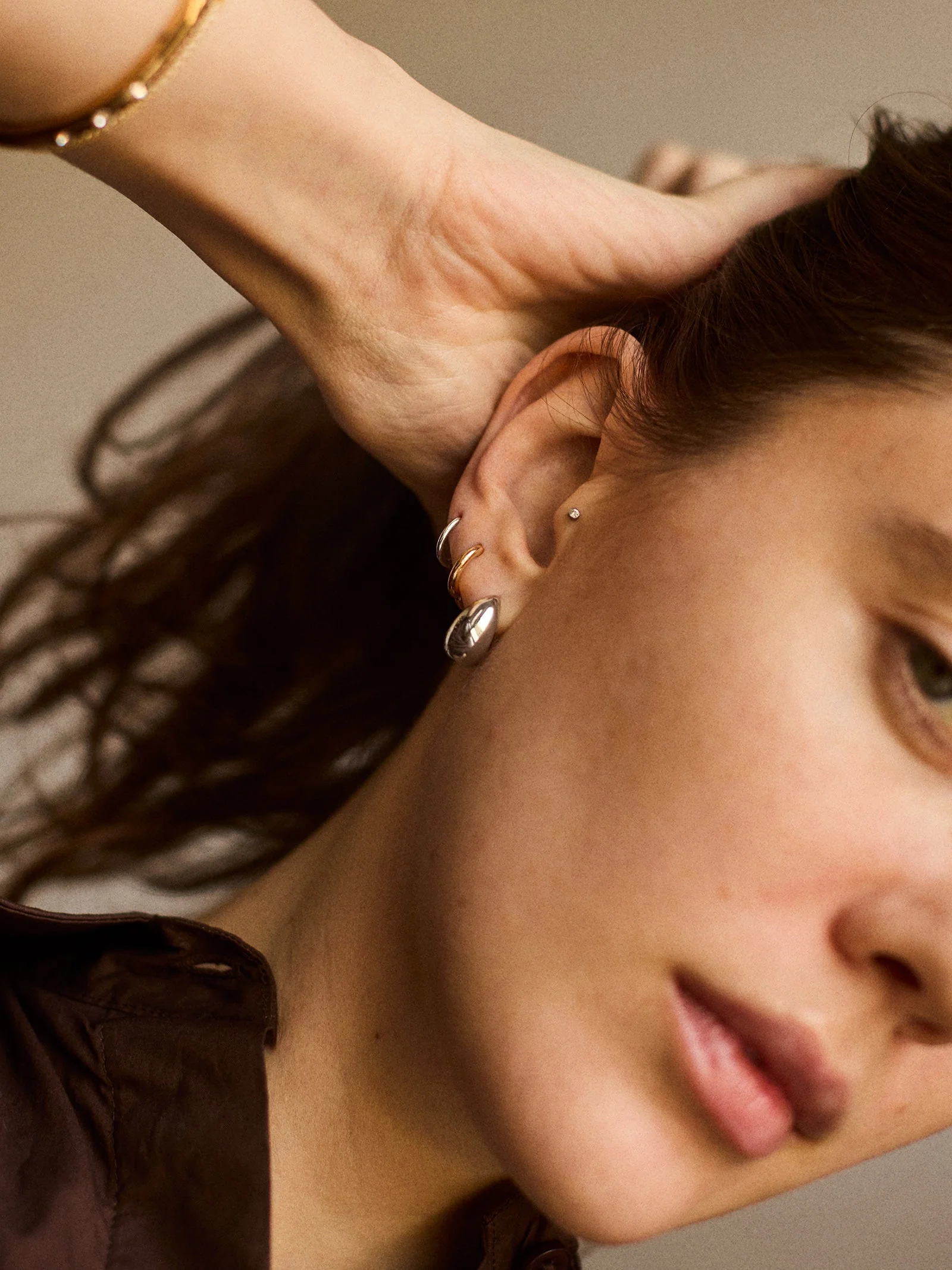 Greer Sterling Silver Huggie Earrings - Silver