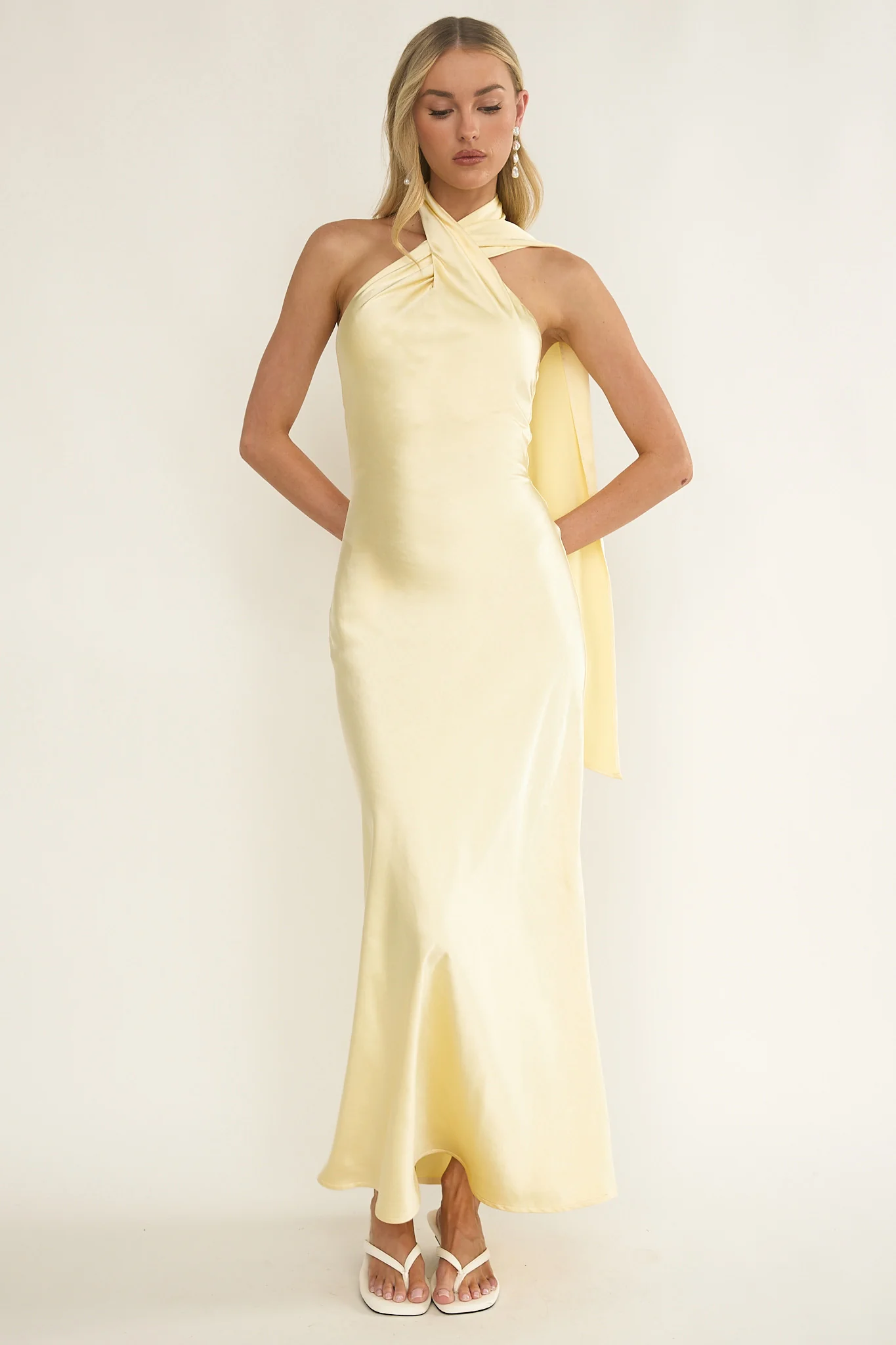 Alvara Crossover Halterneck Maxi Dress Butter