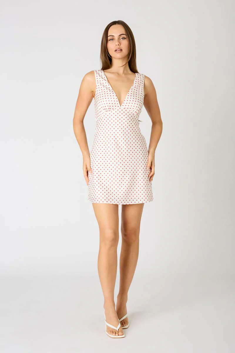 Satin Bias Polka Dot Mini Dress