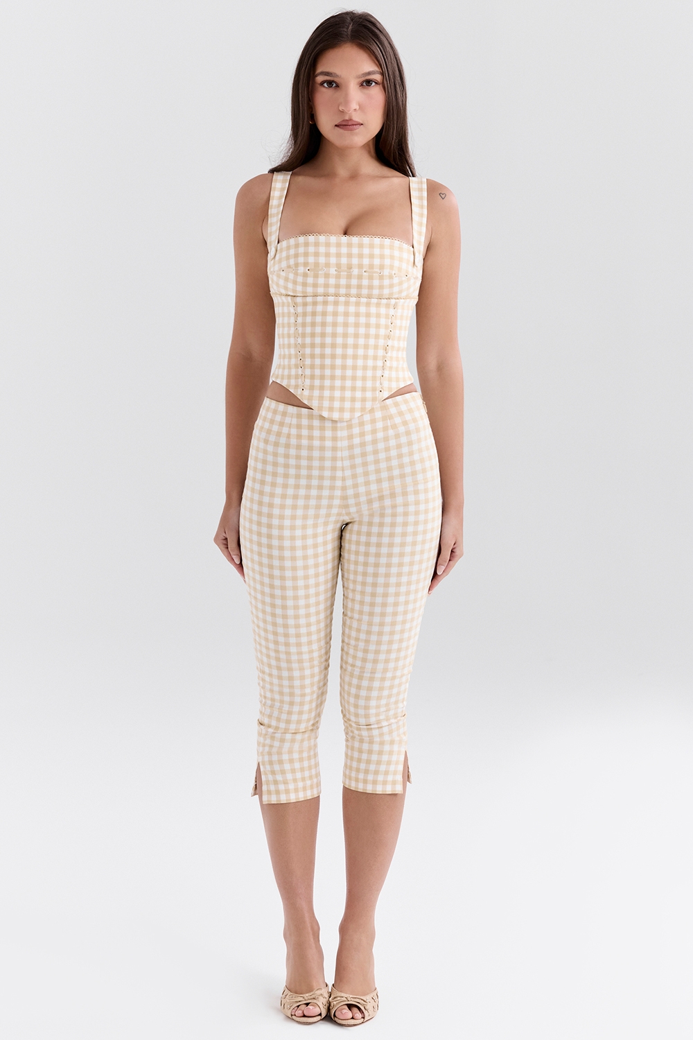 Gingerbread Gingham Capri Trousers