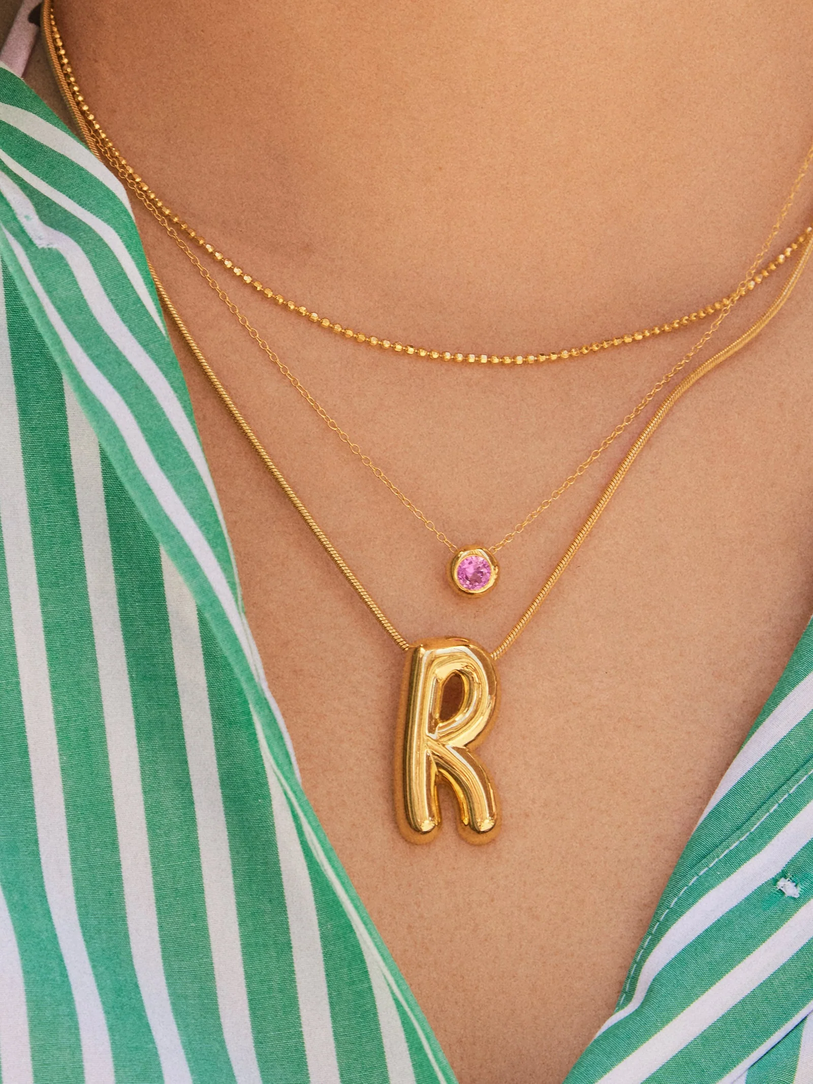 14K Gold Birthstone Pendant Necklace - Garnet