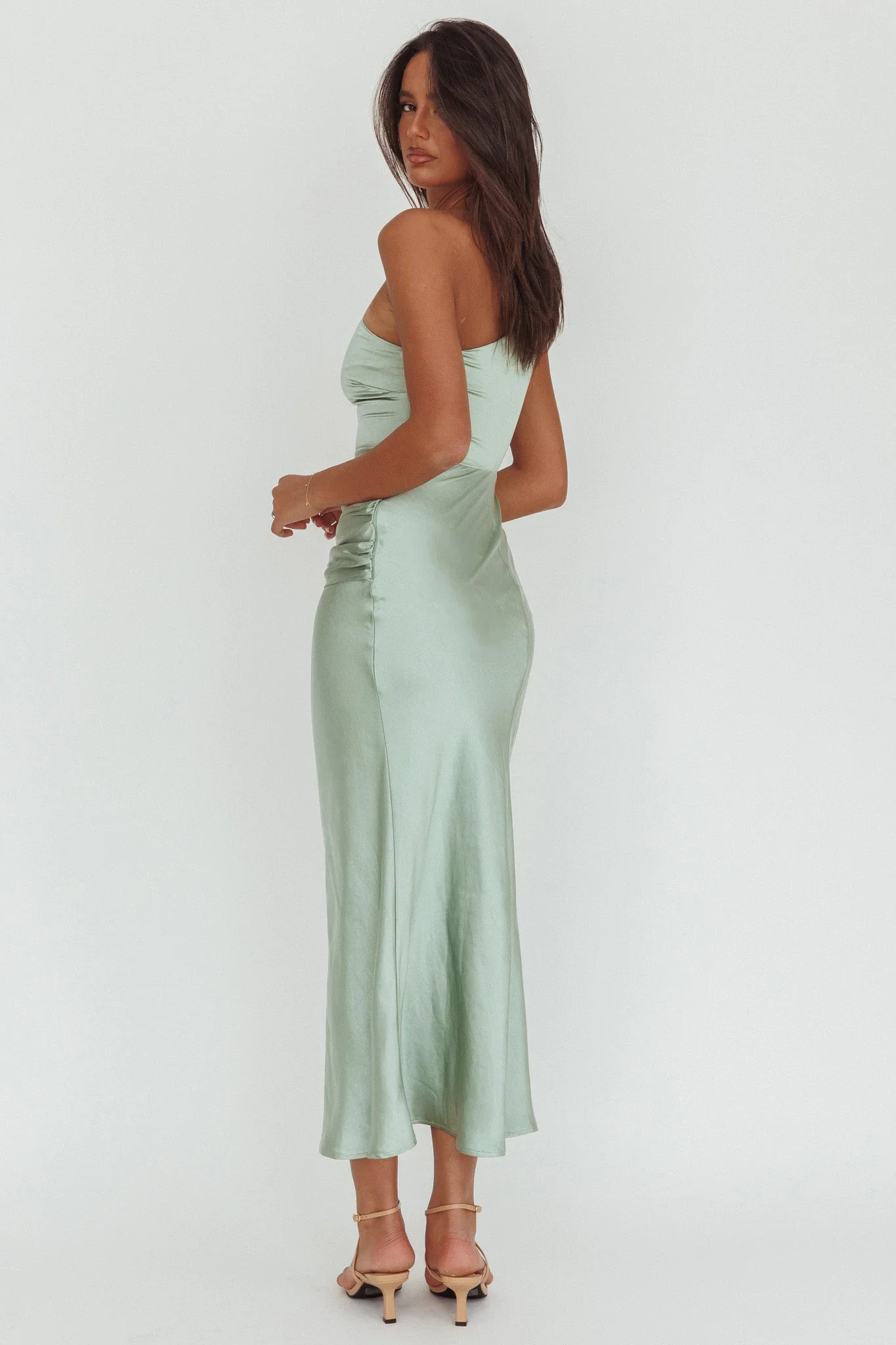 Luli One-Shoulder Waist Sash Maxi Dress Sage