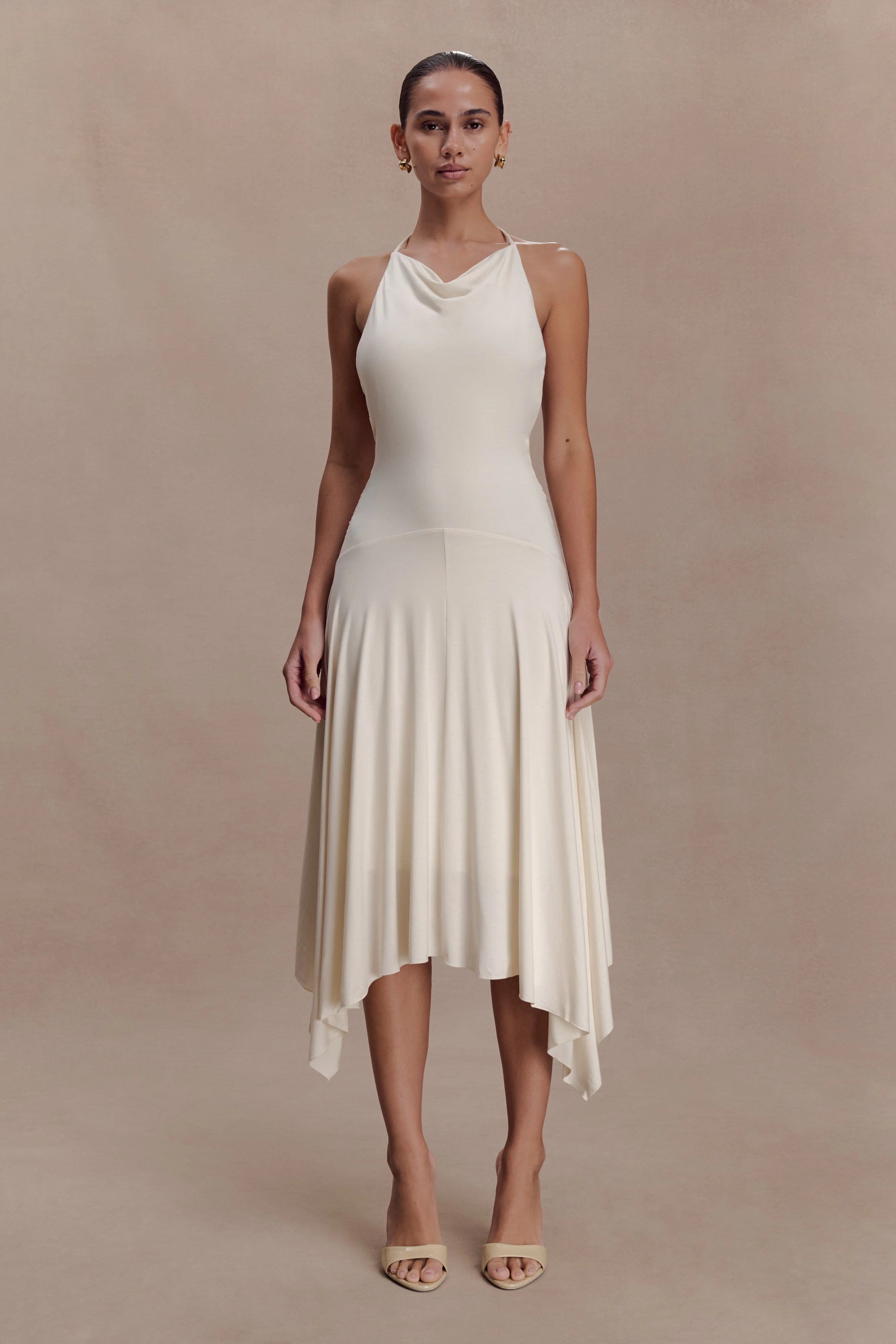 Sylvie Modal Hankie Midi Dress - Ivory