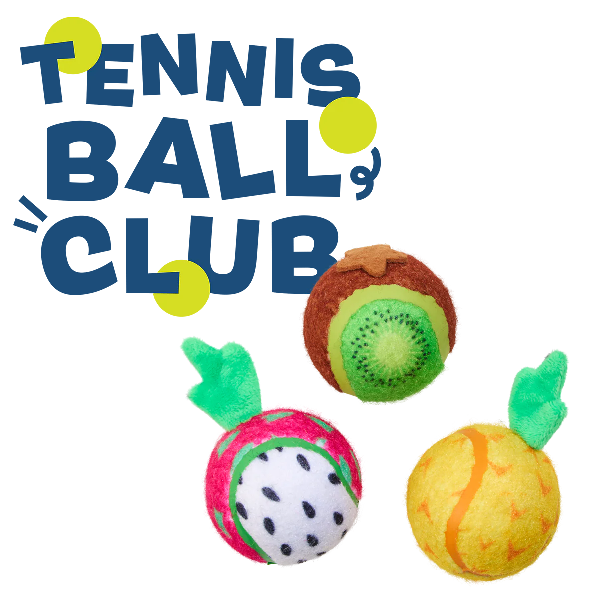 Tennis Ball Club, 3 Squeaky Monthly Tennis Ball Dog Toys