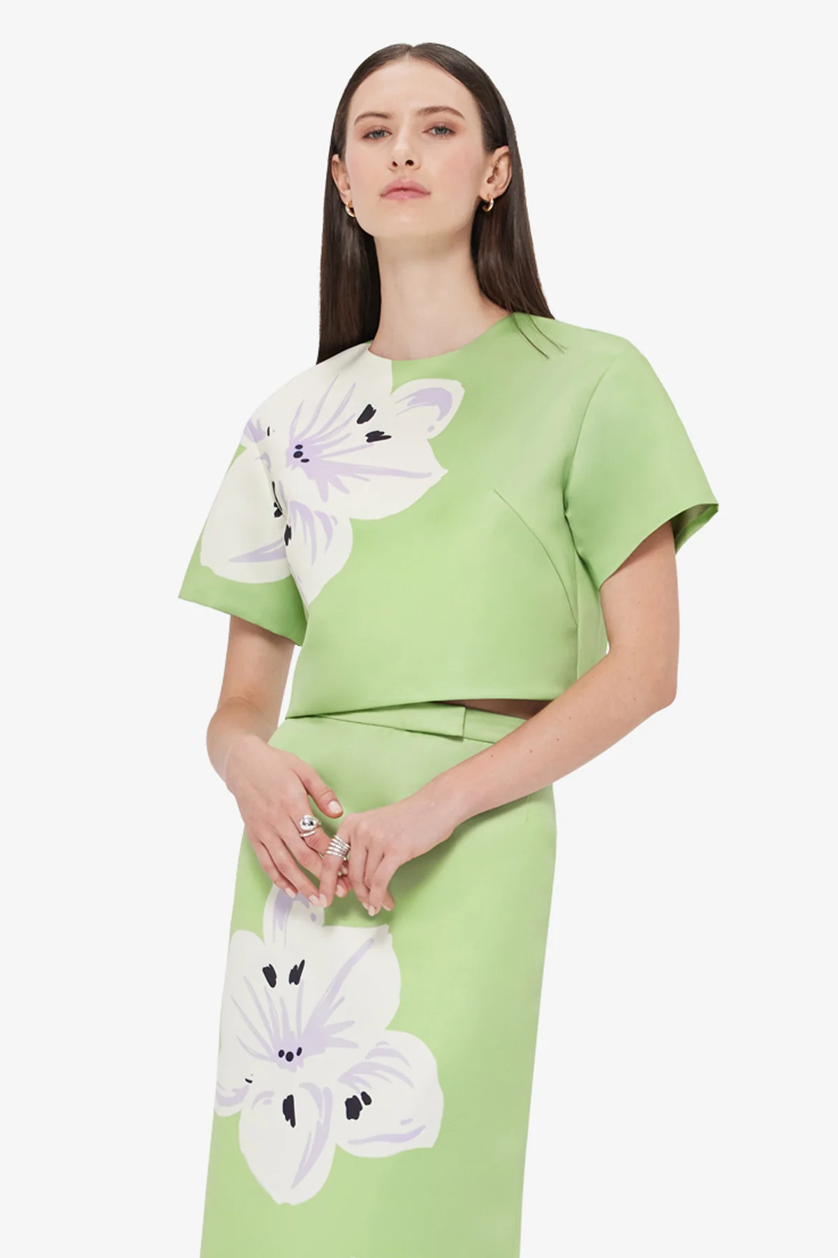 Indie Sleeve Top - Hibiscus in Matcha