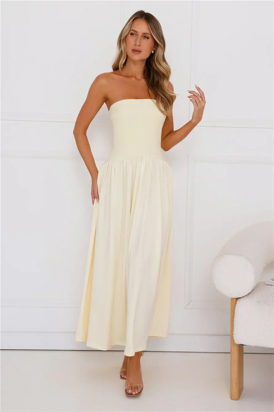Palmetto Strapless Maxi Dress Yellow