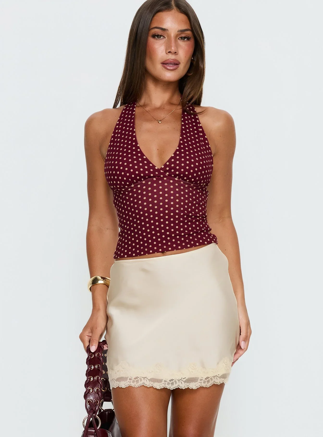 Brandey Lace Mini Skirt Cream