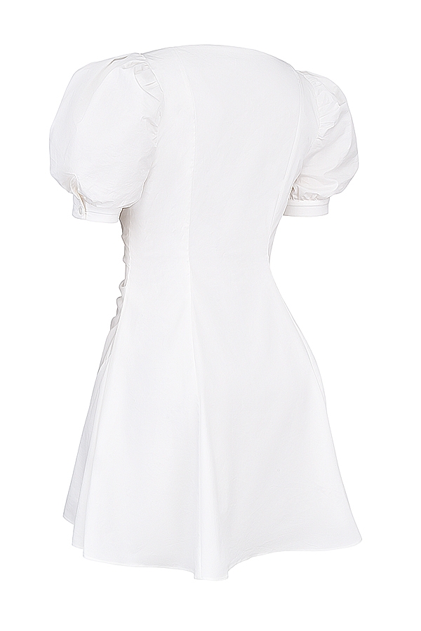 White Puff Sleeve Mini Dress