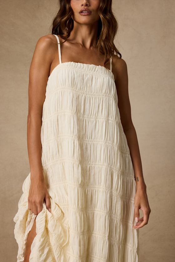 Louisiana Ivory Smocked Shift Maxi Dress