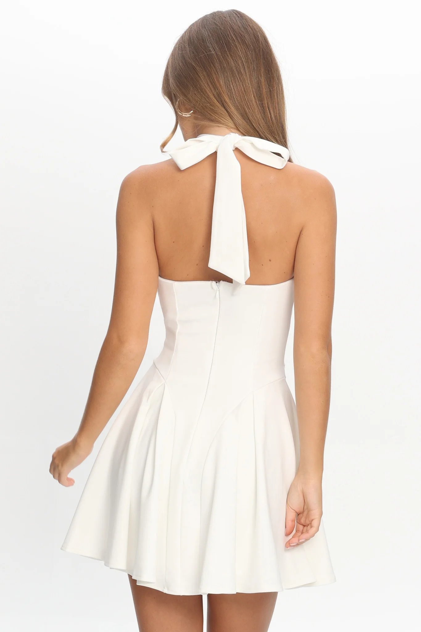 Charlene Cowl Halterneck Mini Dress White - luluinthesky