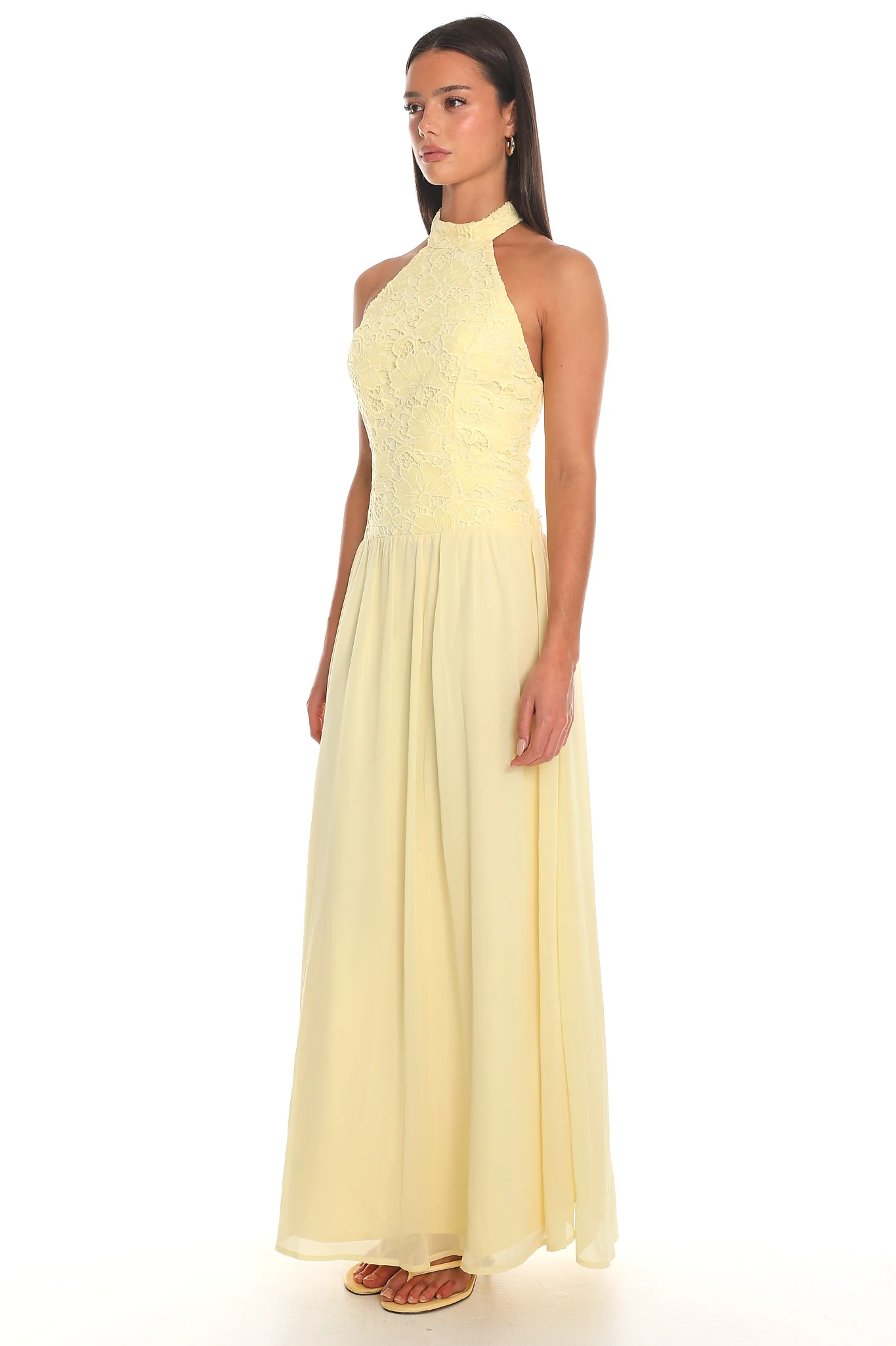 Meadowlark Lace Halter Maxi Dress Butter