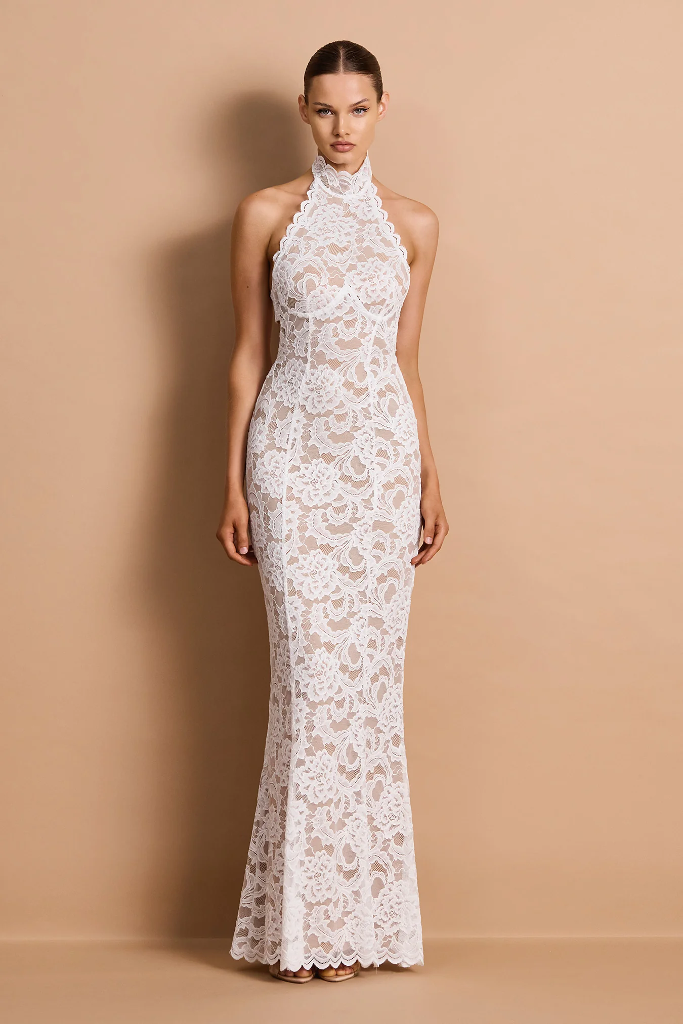 Delphine Lace Halter Gown