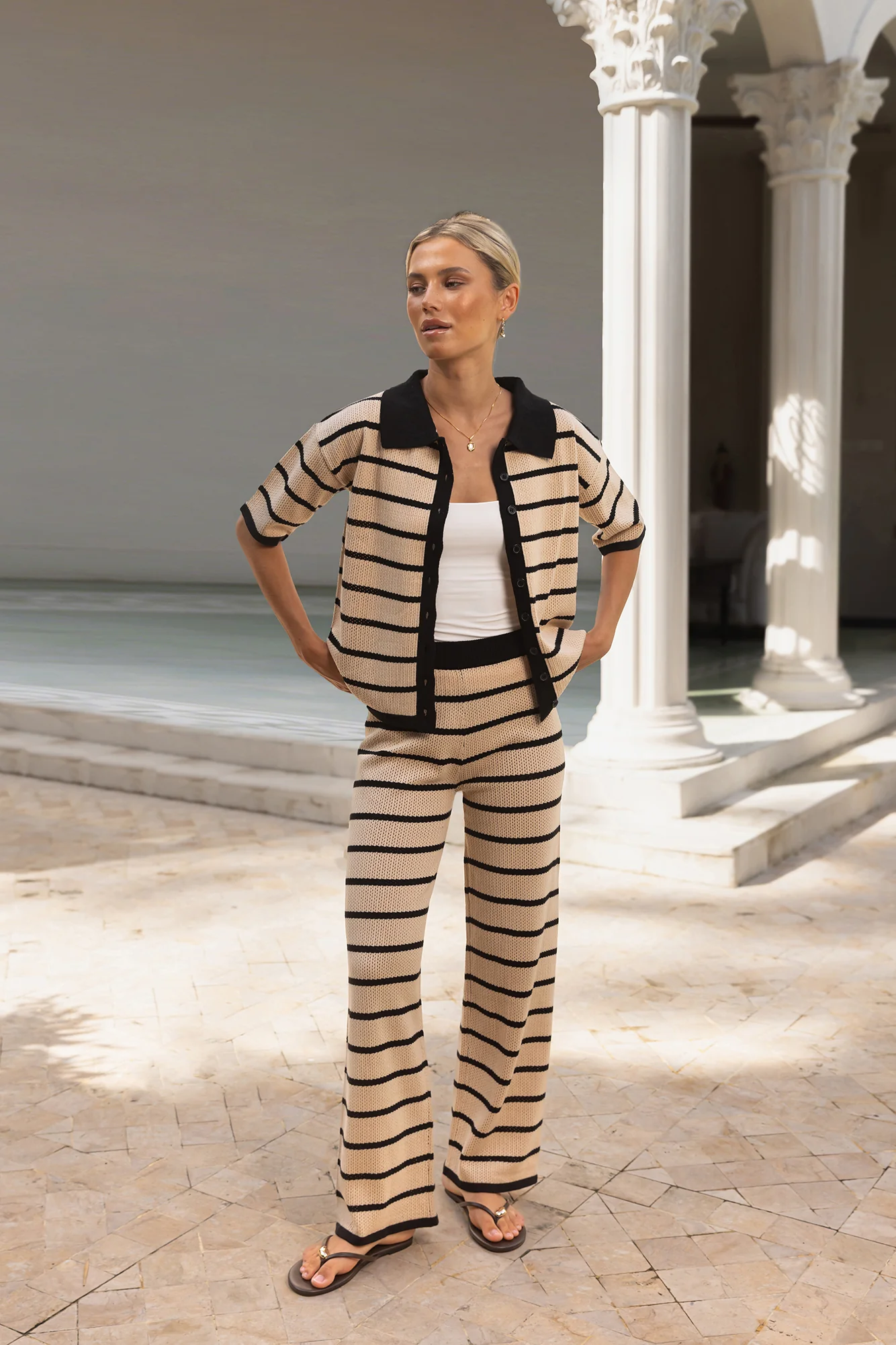 Lounging And Loving Knit Pants Beige