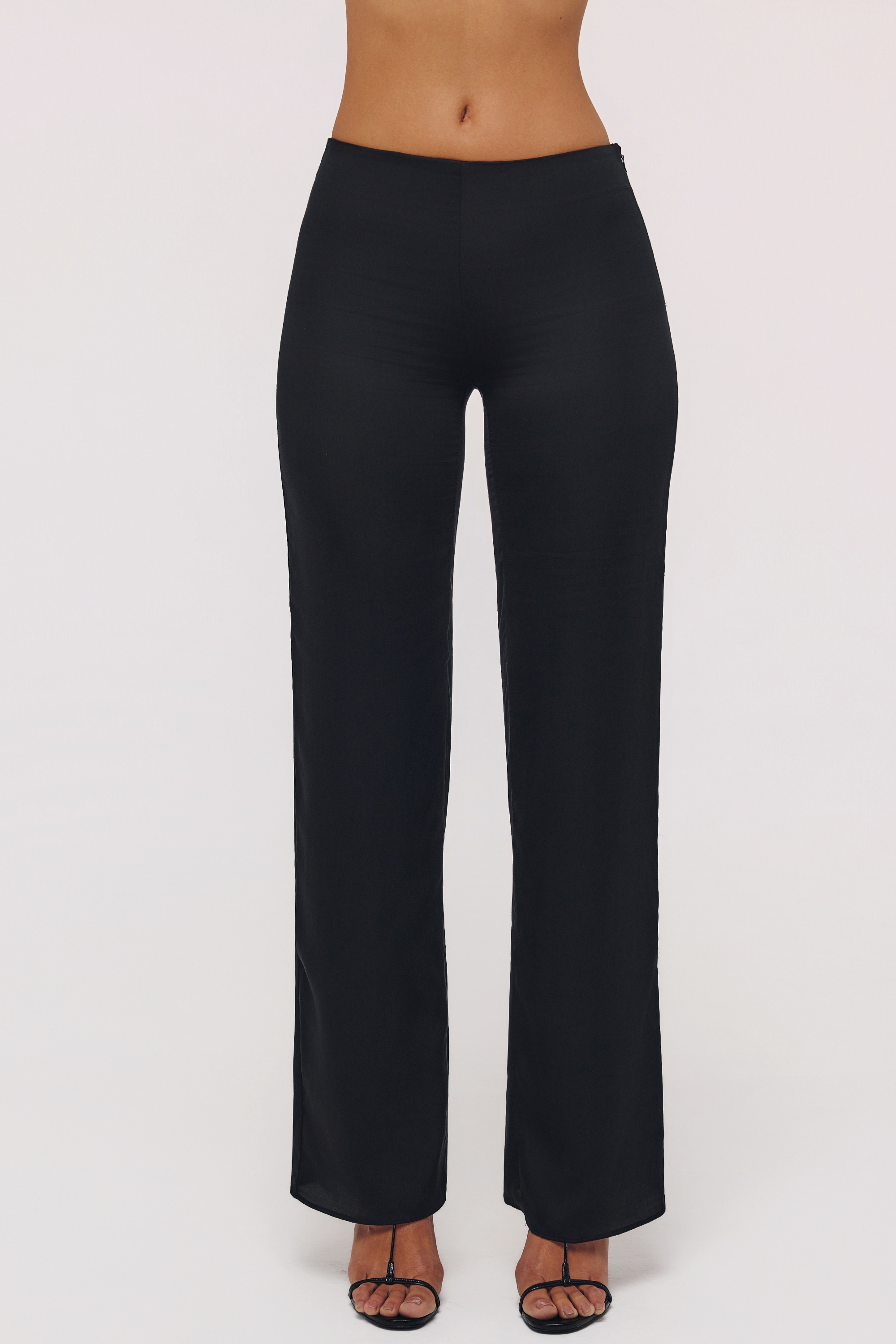 Black Sateen Trousers With Over Skirt
