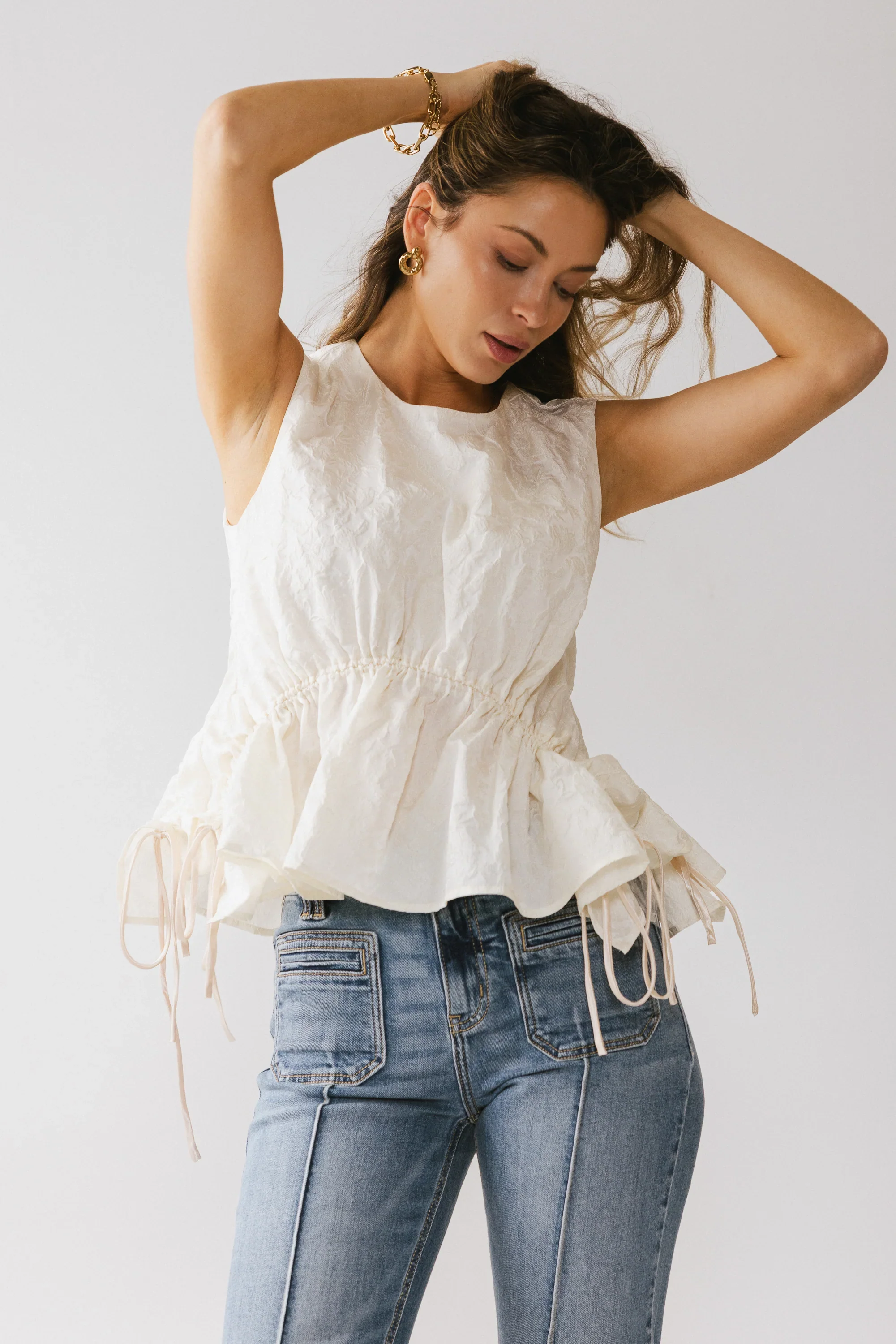 Miranda Textured Blouse in Ivory
