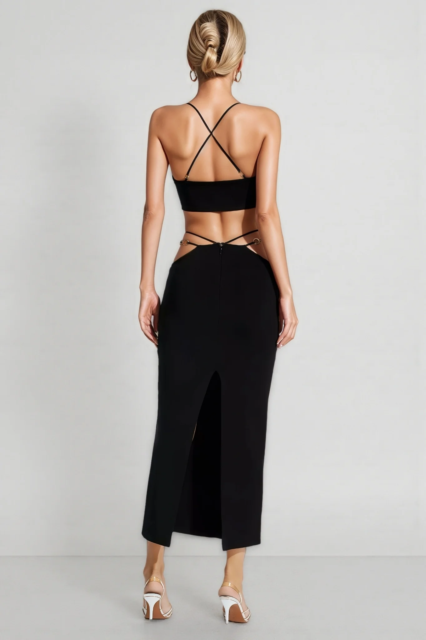 Belle Black Bandage Slip Maxi Dress
