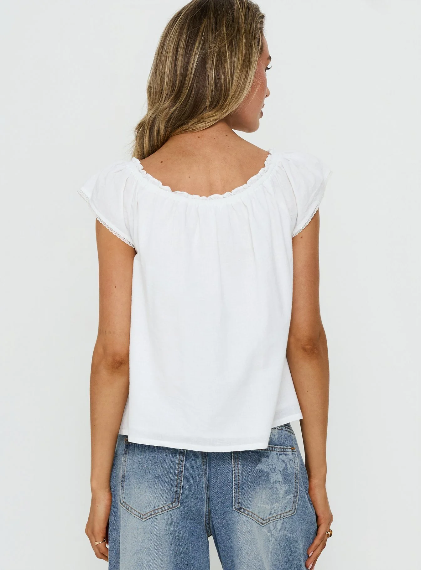 Never Over Floaty Babydoll Top White