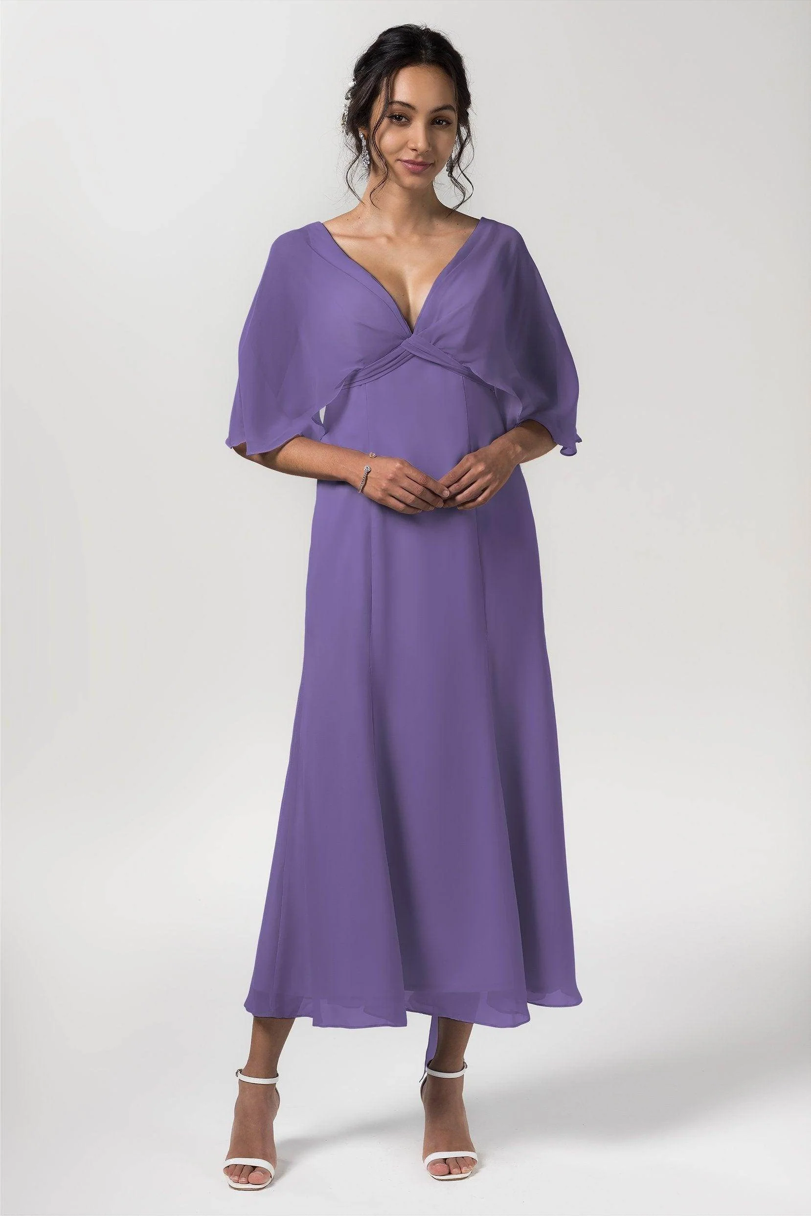 A-Line Tea Length Chiffon Bridesmaid Dress CB0553