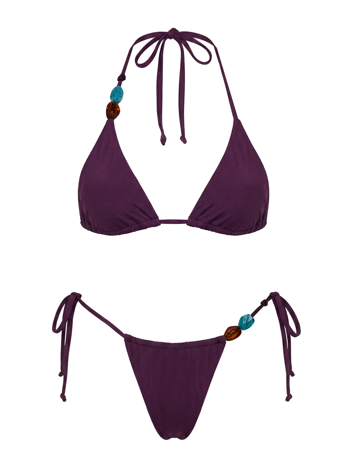Nevaeh Beaded Triangle Bikini Top Purple