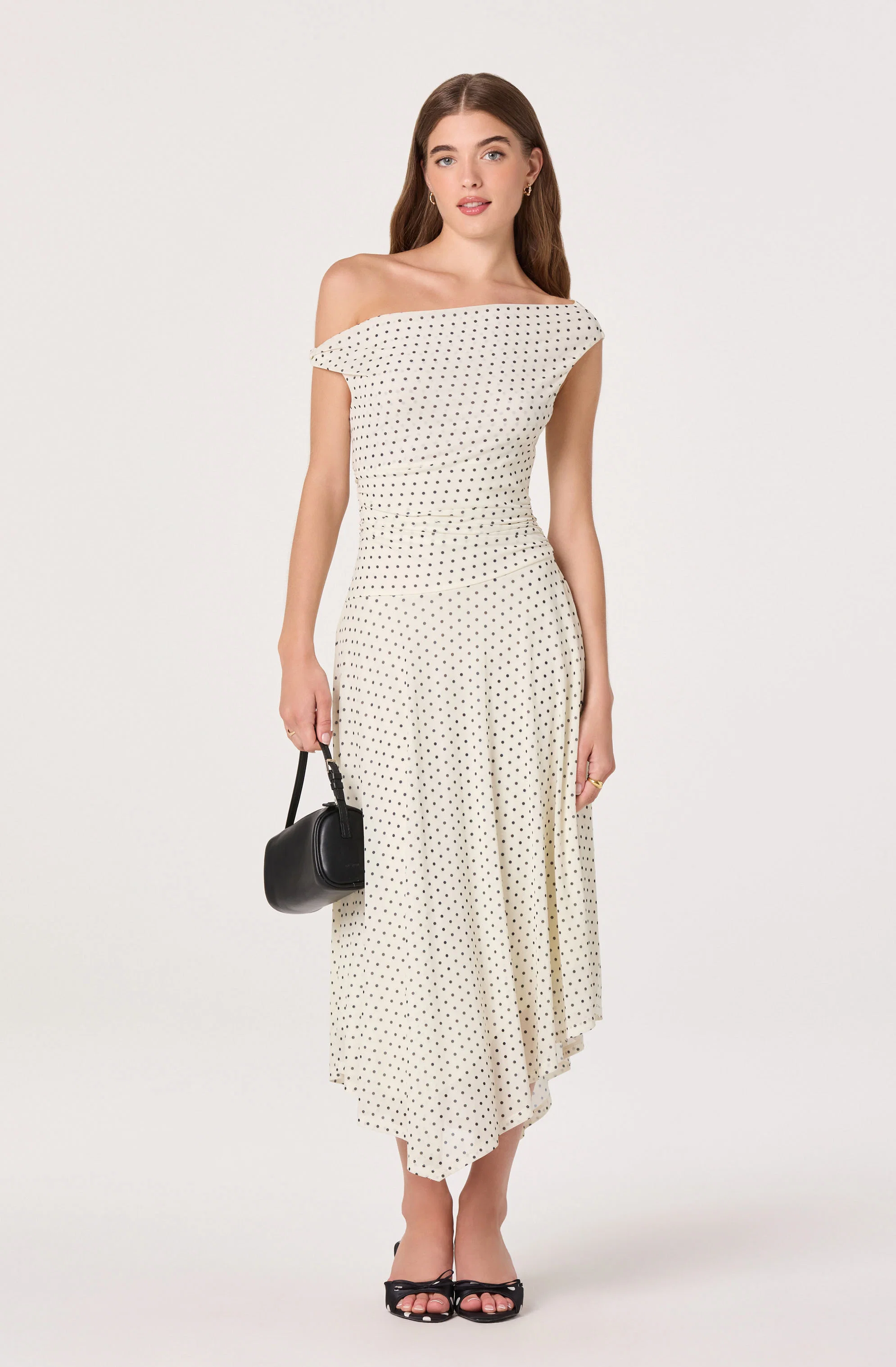 Ciarra Off-Shoulder Asymmetric Midi Dress