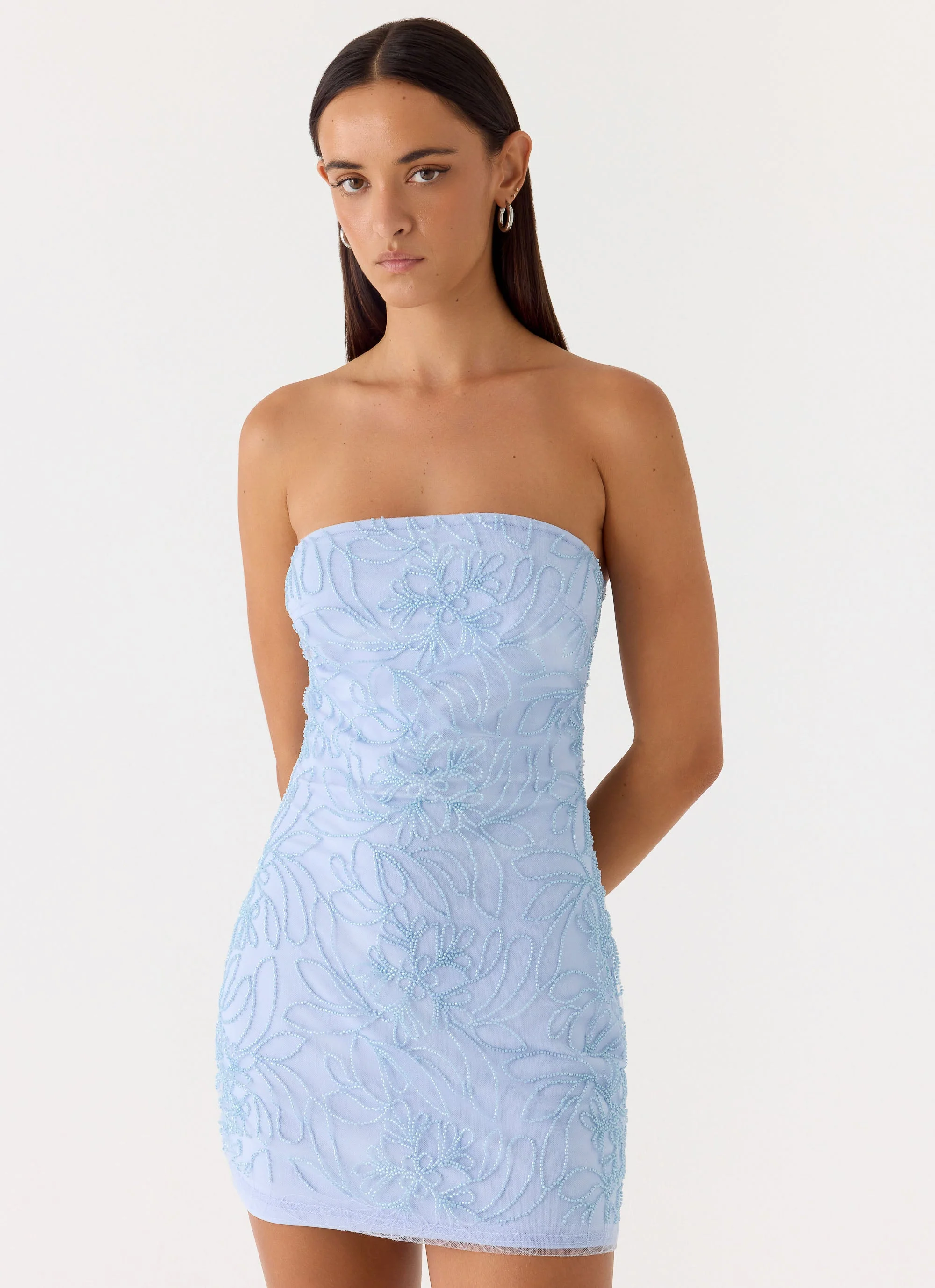 Dangerous Kind Beaded Mini Dress - Blue - luluinthesky