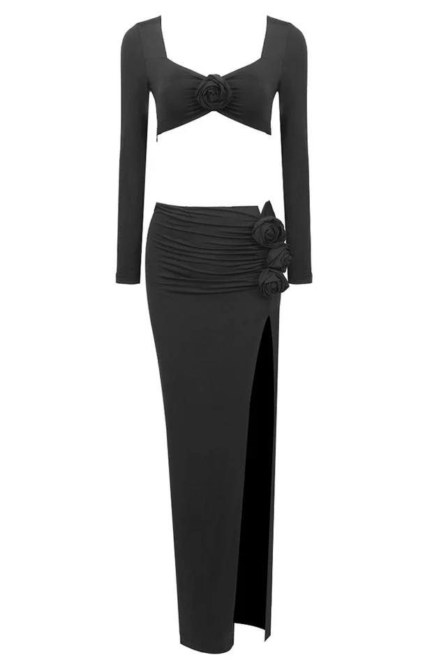 Rose High Split Maxi Dress