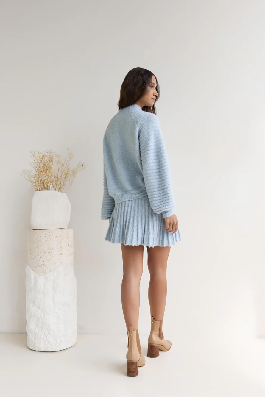 Season Of Dreams Knit Mini Skirt Blue