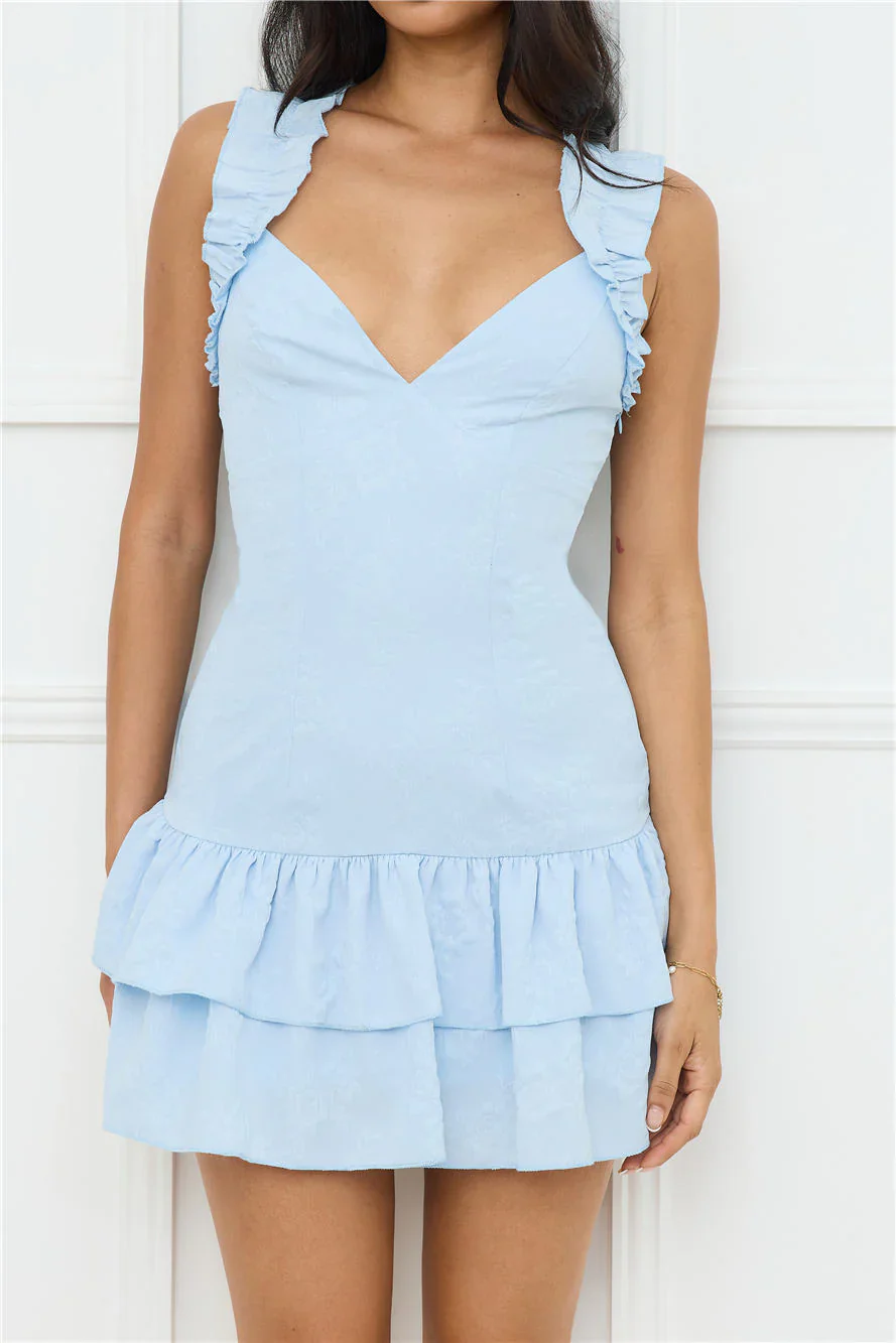 Your Wildflower Mini Dress Blue - luluinthesky