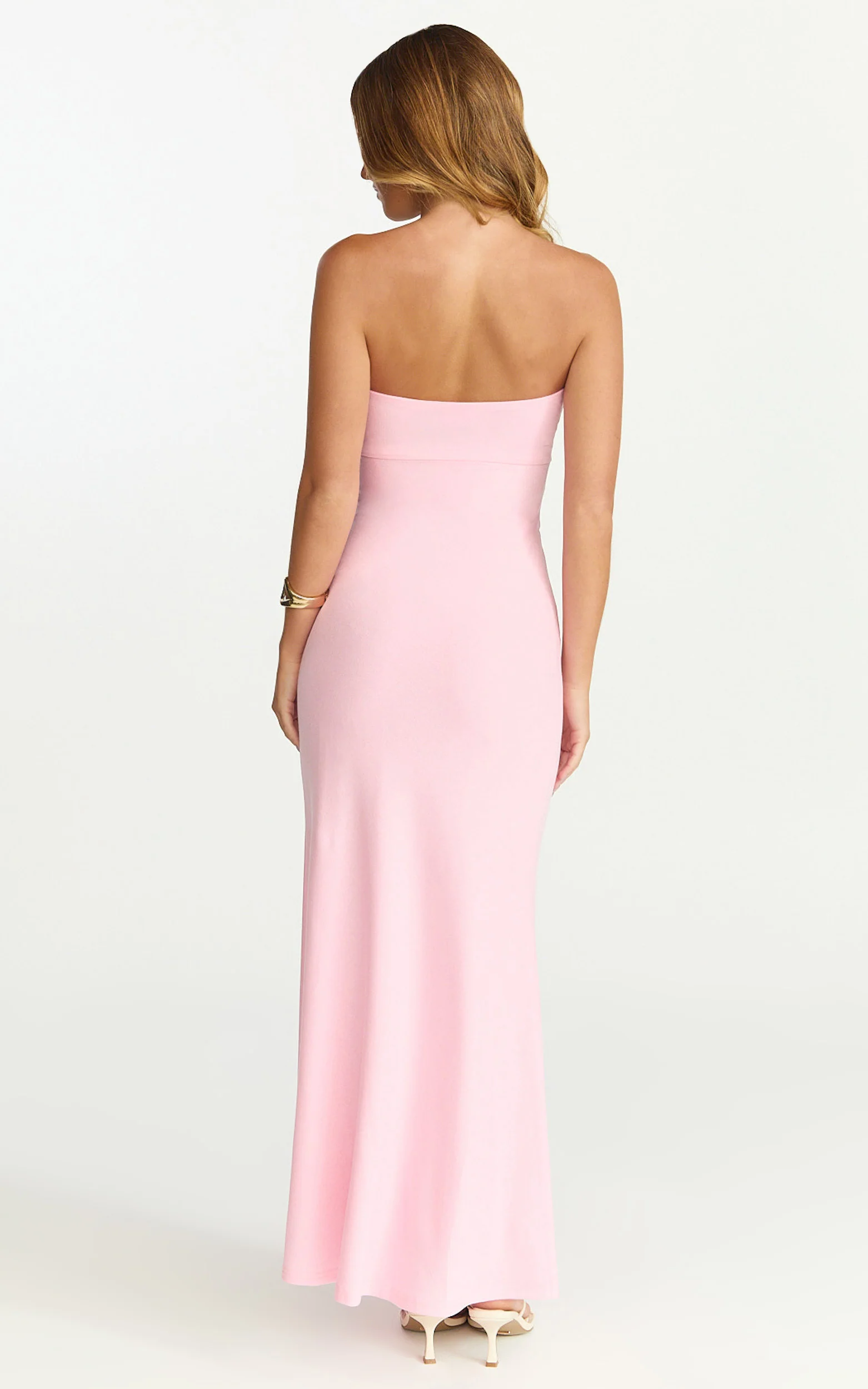 Aria Maxi Dress - Strapless Tie Waist Dress in Pink
