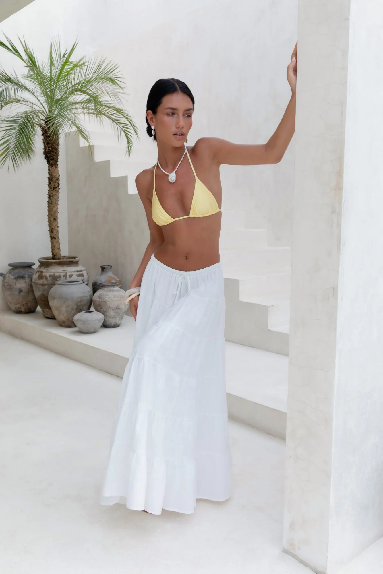 Evaline Maxi Skirt White