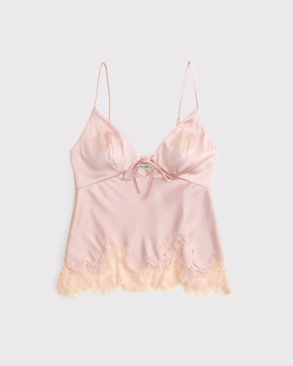 Bra-Free Bella Lace-Trim Satin Cami - Muled Pink