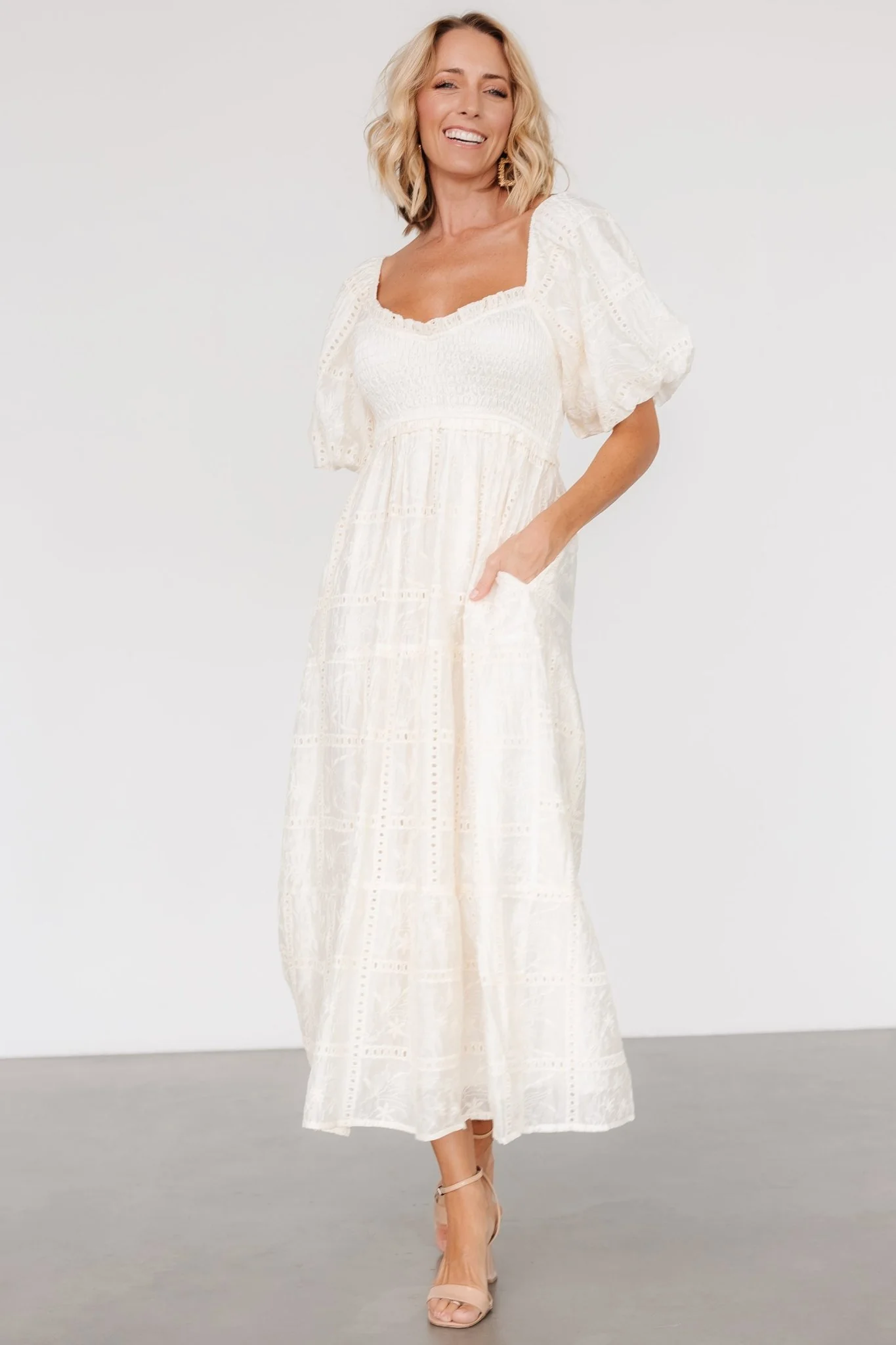 Colin Eyelet Dress | Cream - luluinthesky