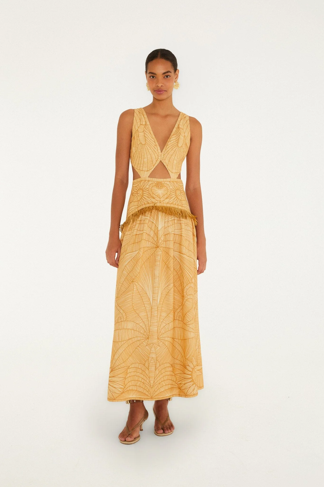 Caramel Usiacuri Cut-Out Maxi Dress