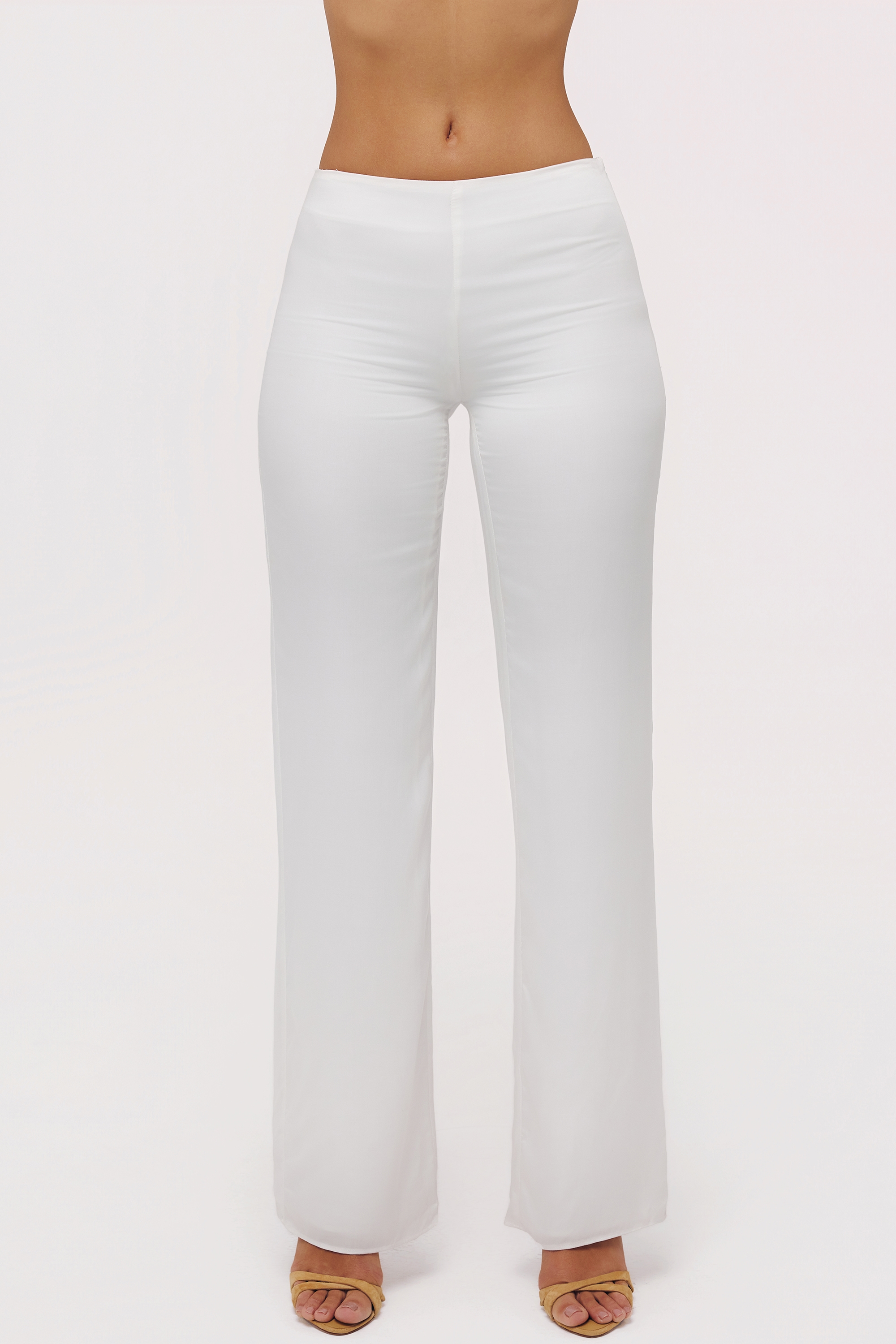 White Sateen Trousers With Over Skirt