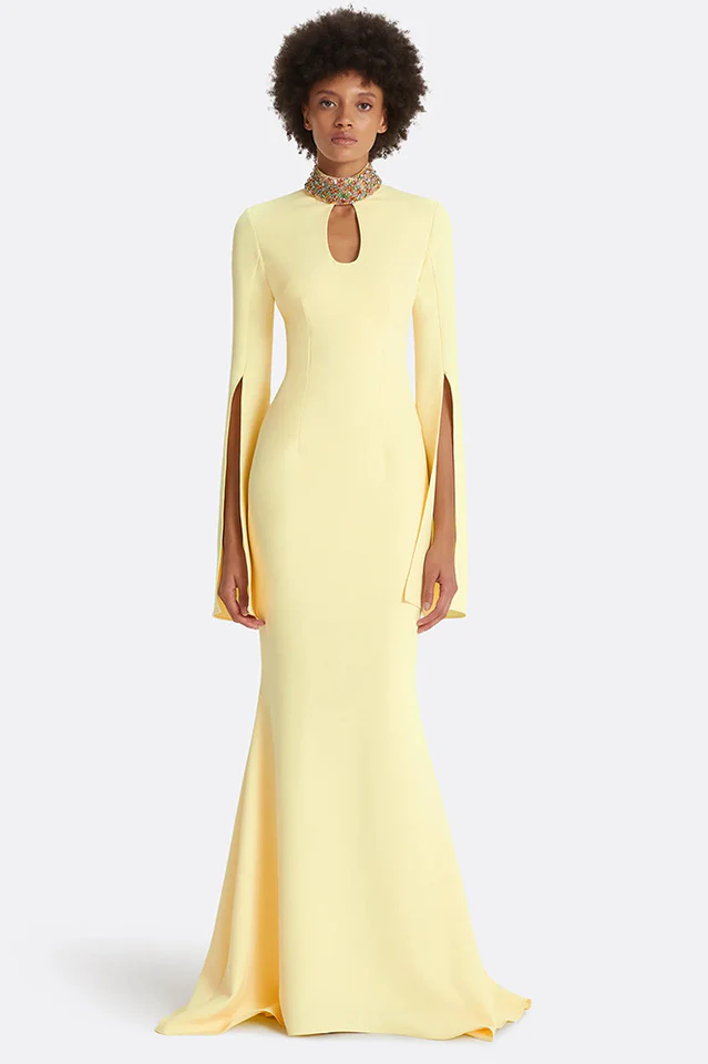Laksha Cape Sleeve Cutout Maxi Dress